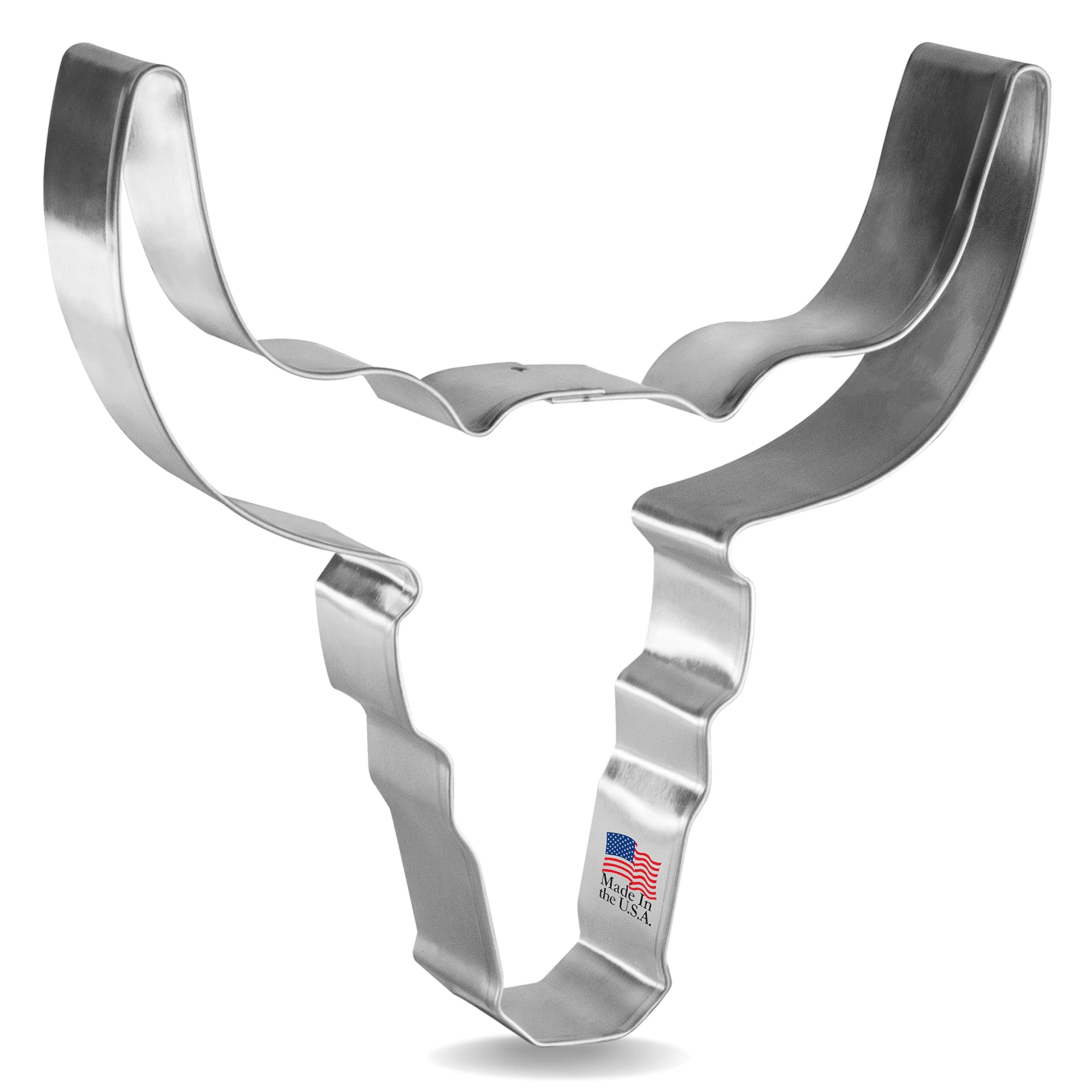 Bull Skull Longhorn Cookie Cutter 4.75 Inch - Made In The Usa - Foose Cookie Cutters Tin Plated Steel - Bull Skull Longhorn Cook