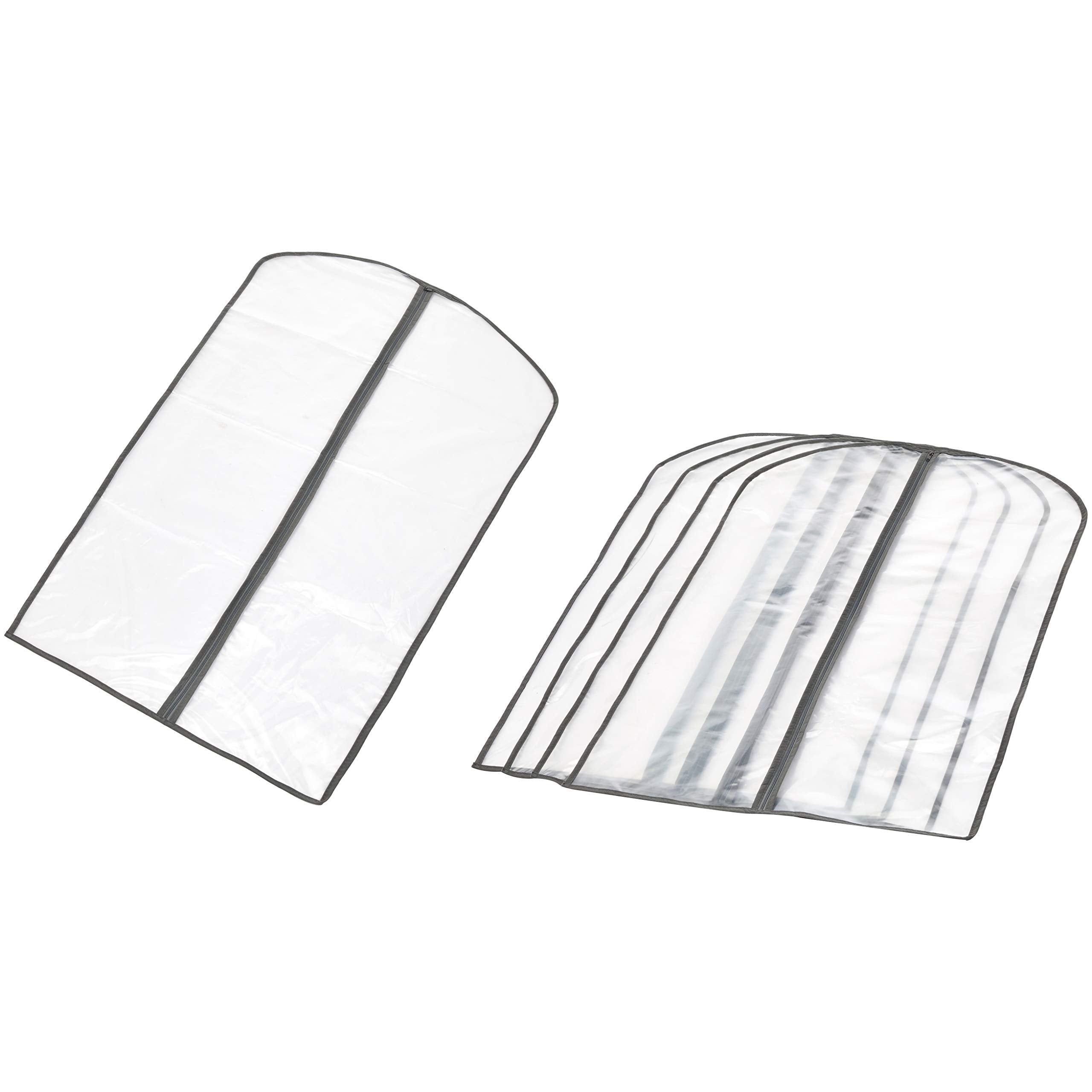 Amazon Basics Zippered Peva Garment Storage Bag, 5-Pack, White