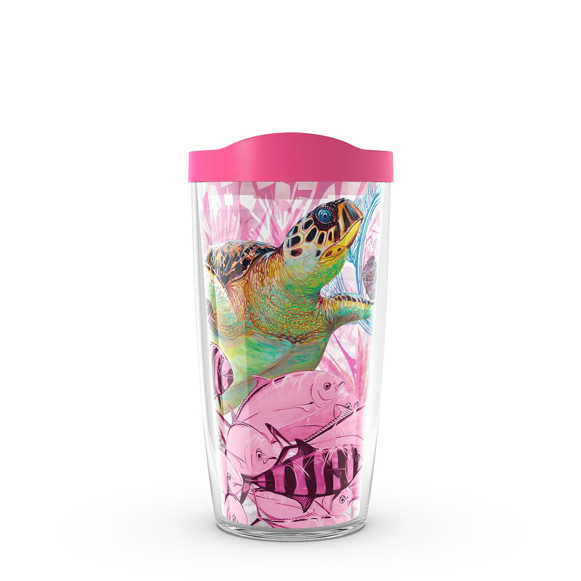Tervis Guy Harvey Made in USA Double Walled Insulated Tumbler Travel Cup Keeps Drinks Cold & Hot, 16oz  Classic, Breast Cancer 