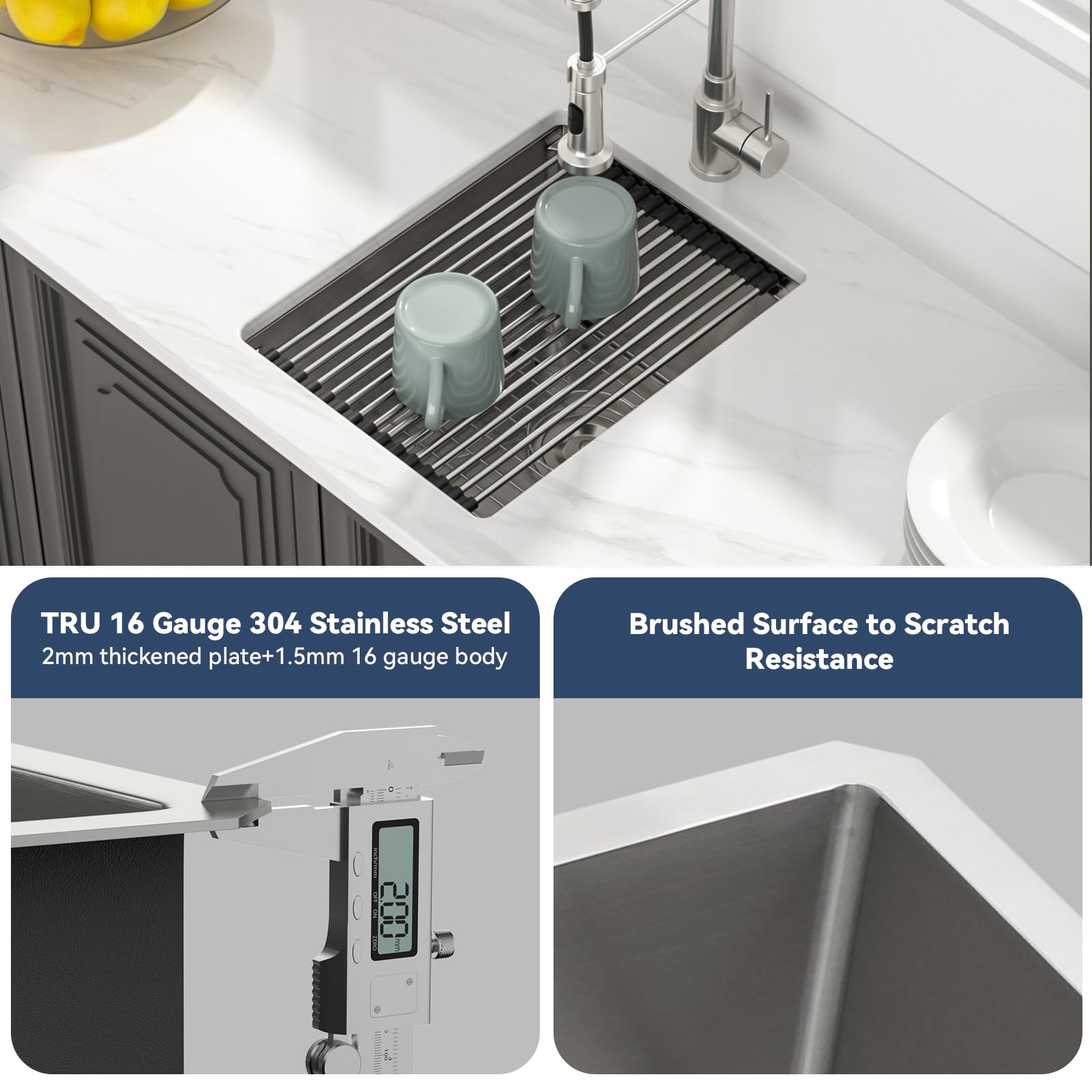 Lordear Undermount Bar Sink 15 X 19 X 10 Inch Kitchen Sink 16 Gauge Stainless Steel Small Sink Kitchen Single Bowl Workstation S