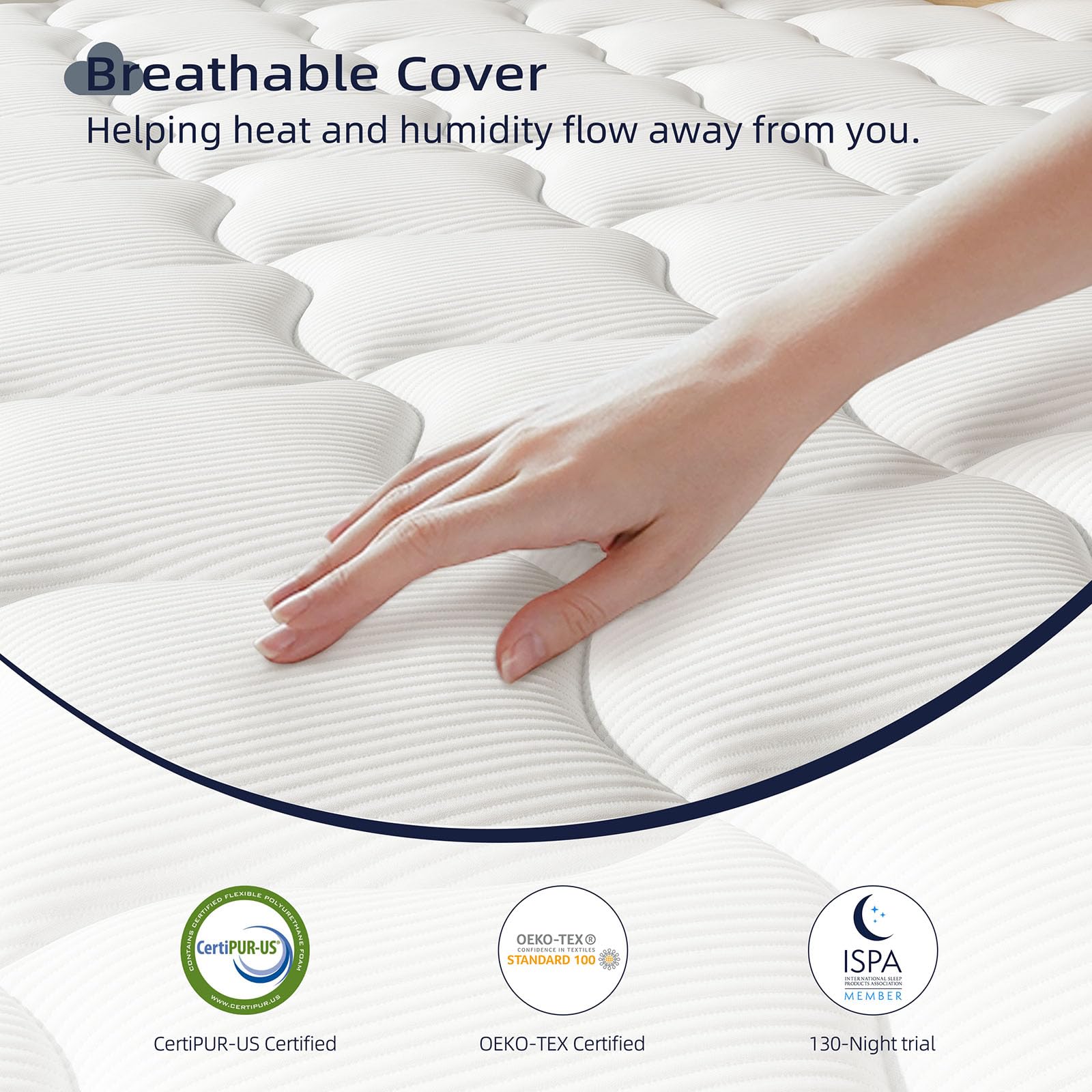 Crystli Queen Size Mattress Bed In A Box, 10 Inch Hybrid Mattress With Zero Pressure Foam, Innerspring Mattress For Pressure Rel