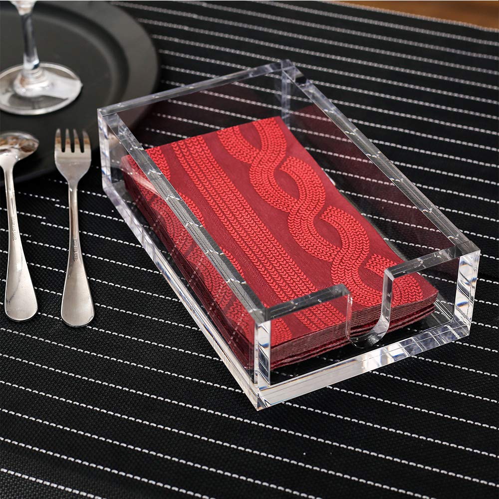 Cy Craft Acrylic Guest Towel Napkin Holder,Clear Bathroom Paper Hand Towels Storage Tray Modern Buffet Napkin Caddy,Fancy Flat N