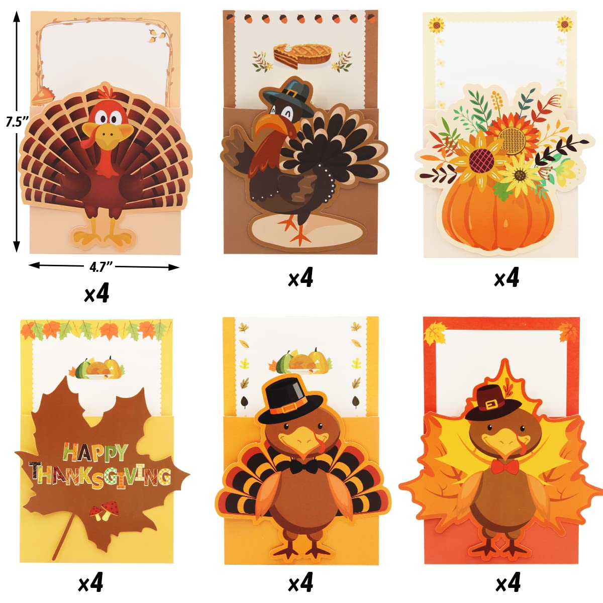 Thanksgiving Cutlery Holder Set Thanksgiving Turkey Utensil Silverware Holder Fall Autumn Party Table Decoration 24 Pcs