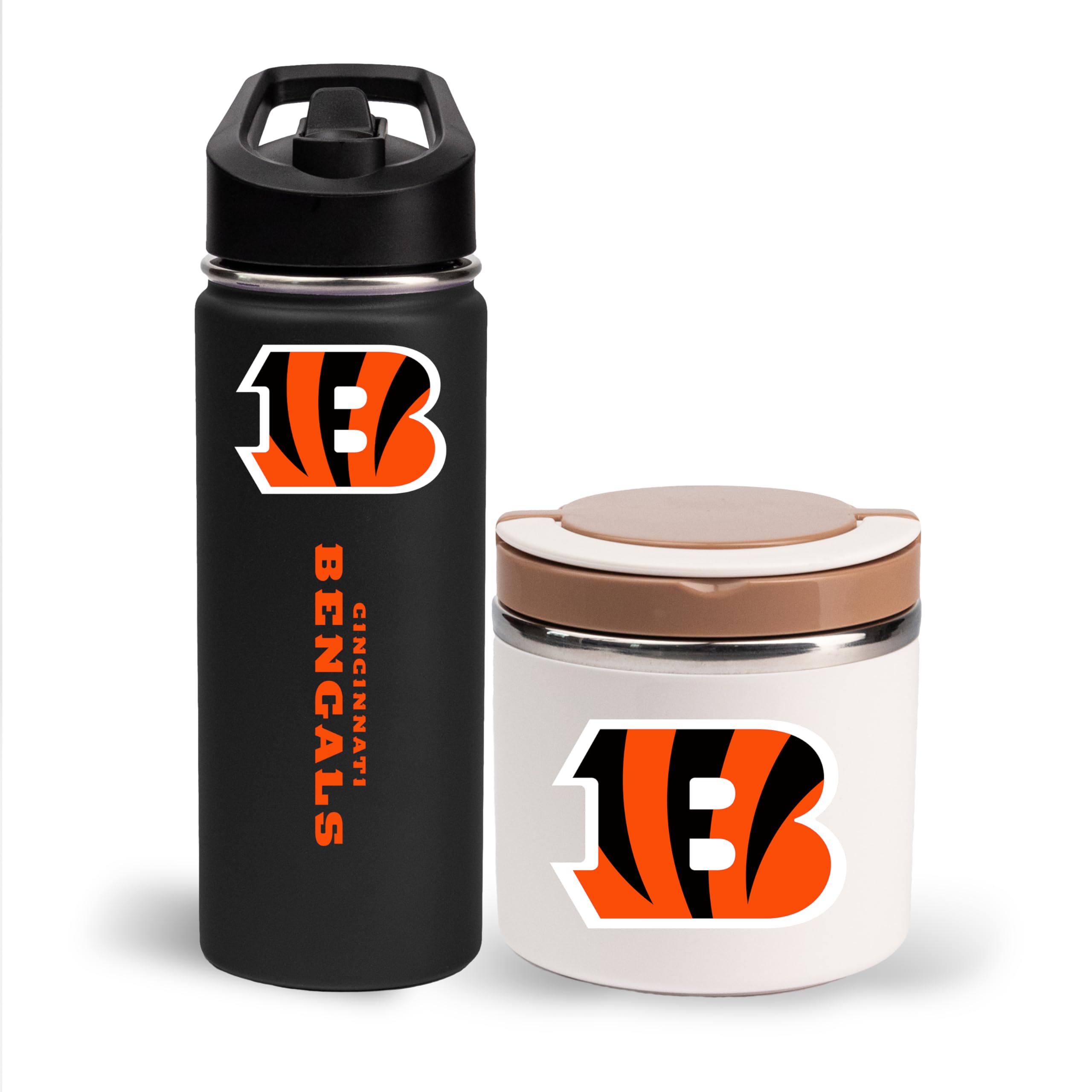 The Memory Company Officially Licensed 18oz Water Bottle with 22oz Food Storage Container, Cincinnati Bengals