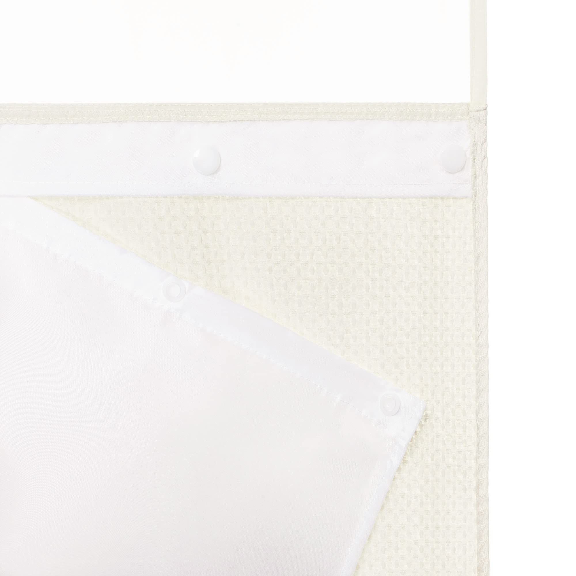 No Hooks Required Waffle Weave Shower Curtain With Snap In Liner - 71W X 74H,Hotel Grade,Spa Like Bath Curtain,Cream