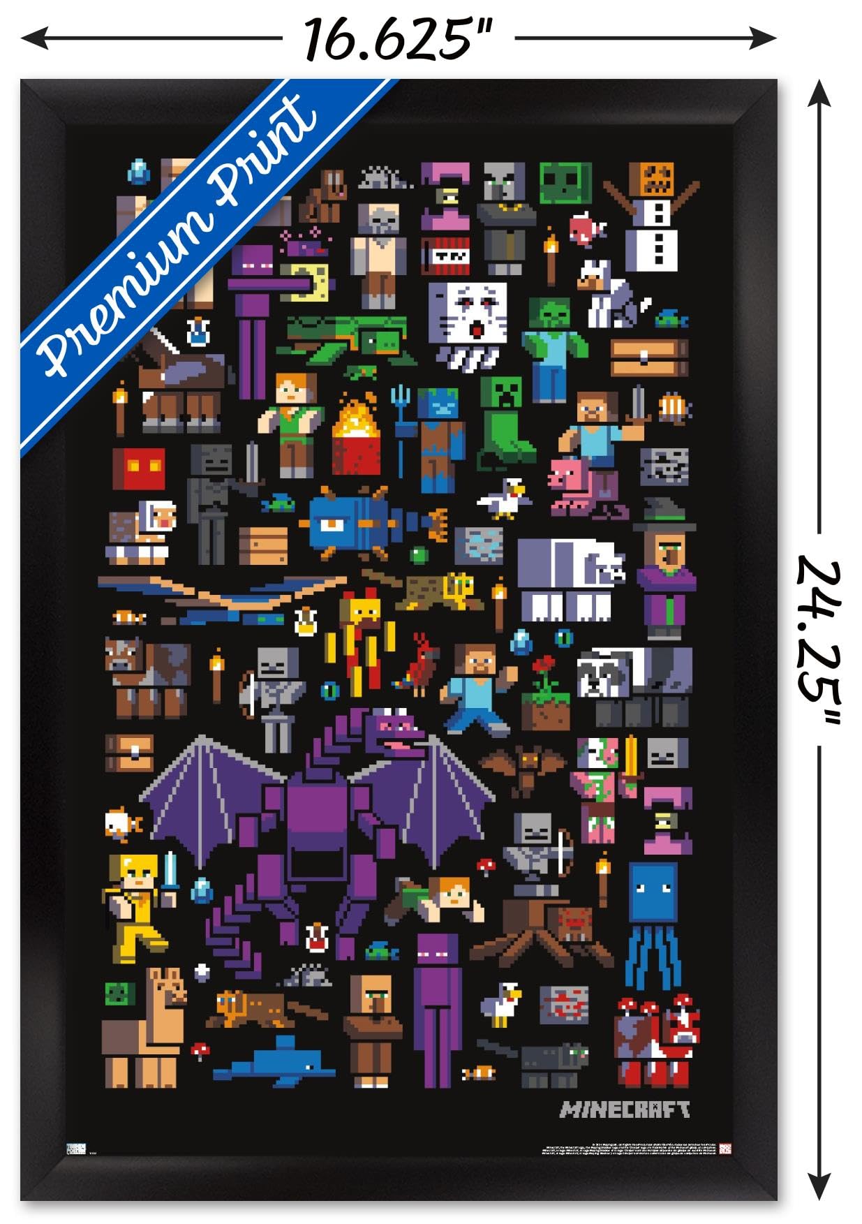 Trends International Minecraft - Mobbery Wall Poster, 14.725'' X 22.375'', Black Framed Version