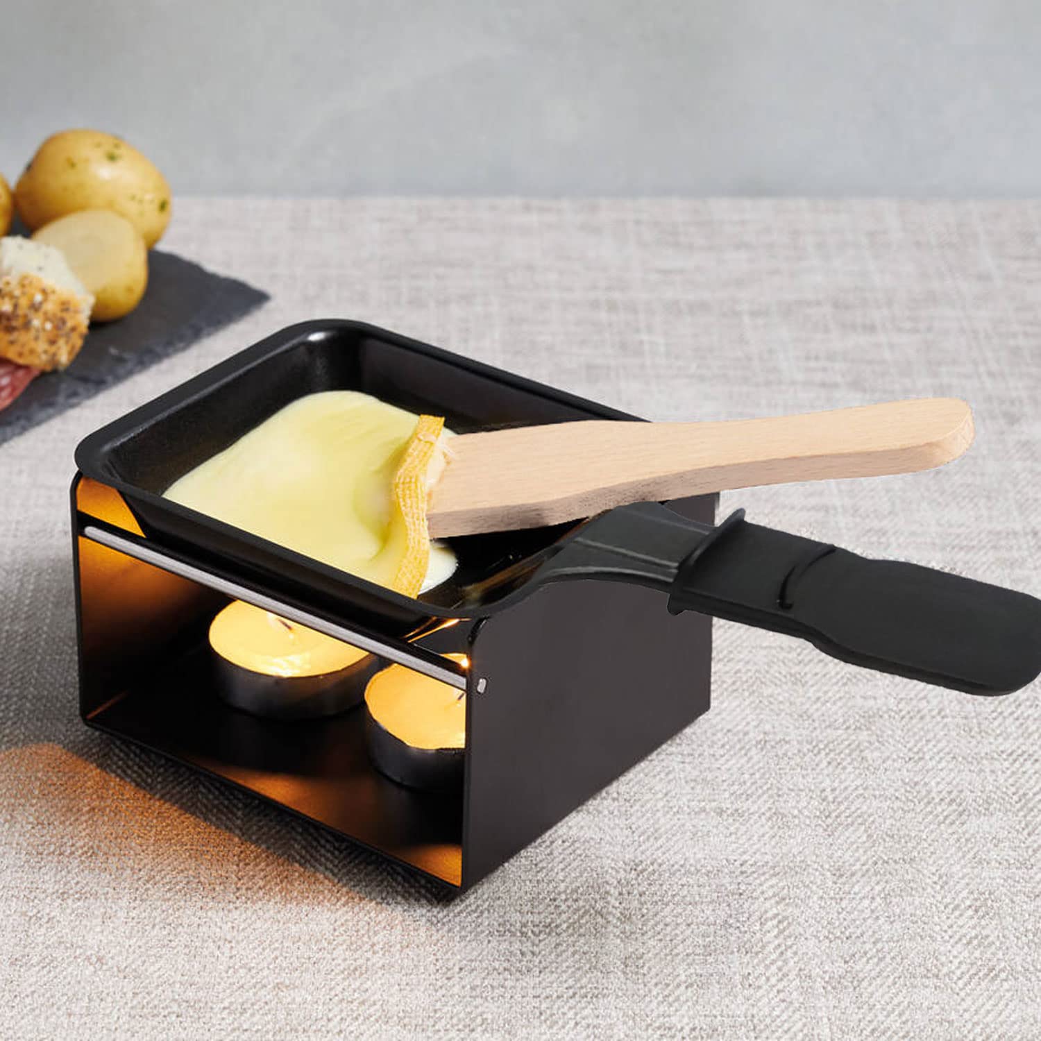 Honne Square Shape Non-Stick Coating Mini Raclette Grill Pan Cheese Pan Replacement/Additional Raclette Dishes Mini Grill Pan(4P