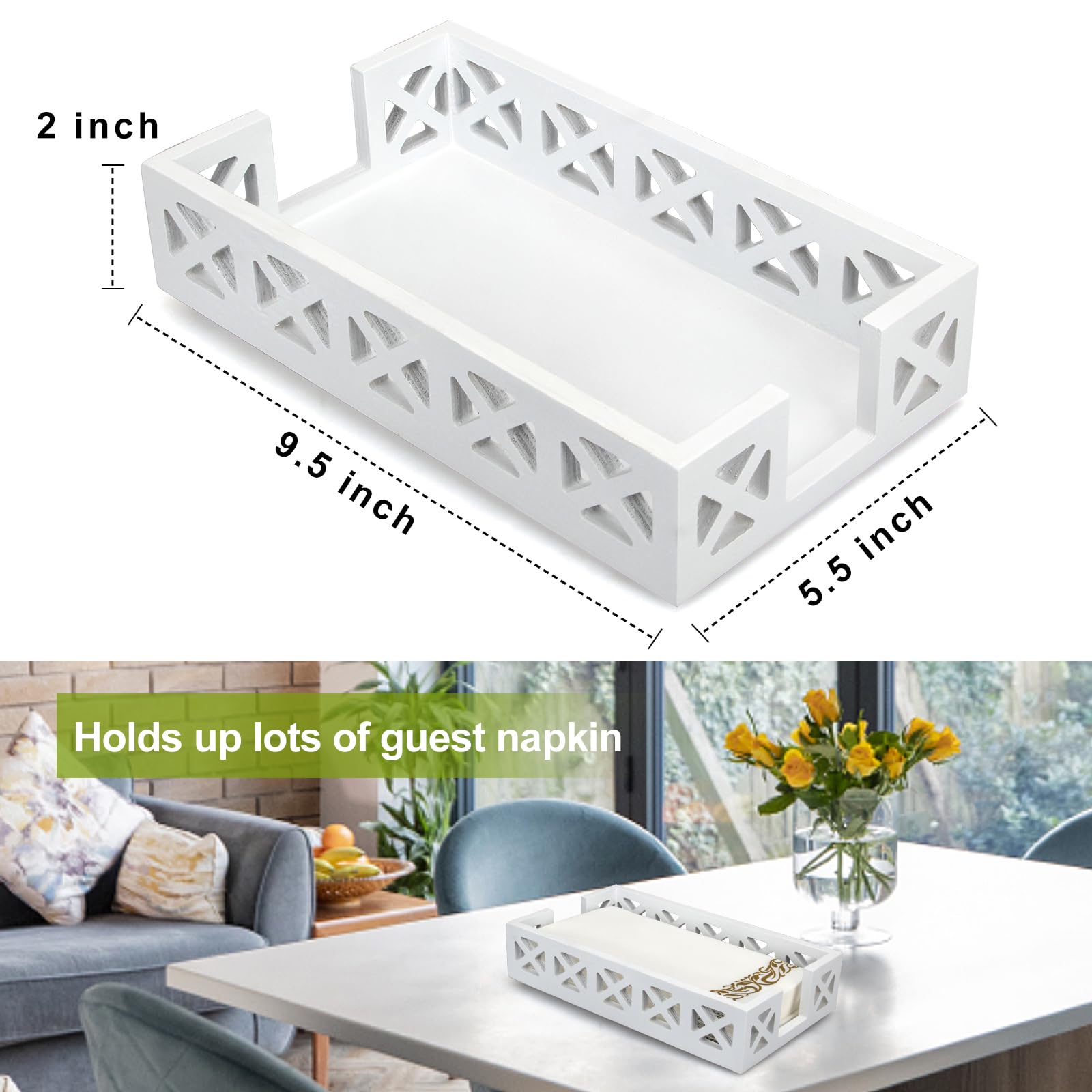 Guest Towel Holder Tray For Bathroom Napkin Holder Modern Disposable Hand Towel Holder Basket White Wooden Napkin Holder For Tab