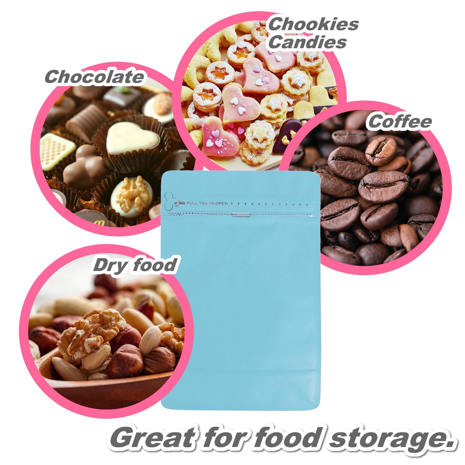 Baaggnaa 150 Pack High Barrier Stand-Up Coffee Bean Bags With Vented Valve, Matte Metallic Ziplock, Heat-Sealable And Resealable