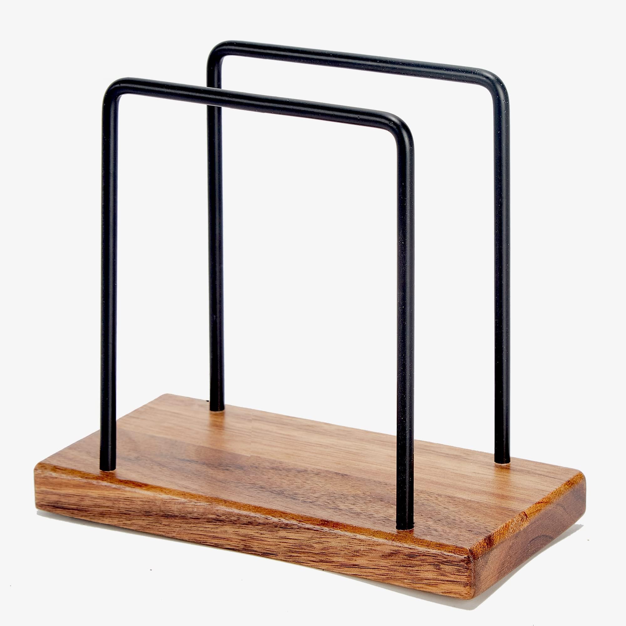 Acacia Wood Napkins Holder With Metal Wire, Standing Napkin Holder For Table, Kitchen & Dining Room D  Cor