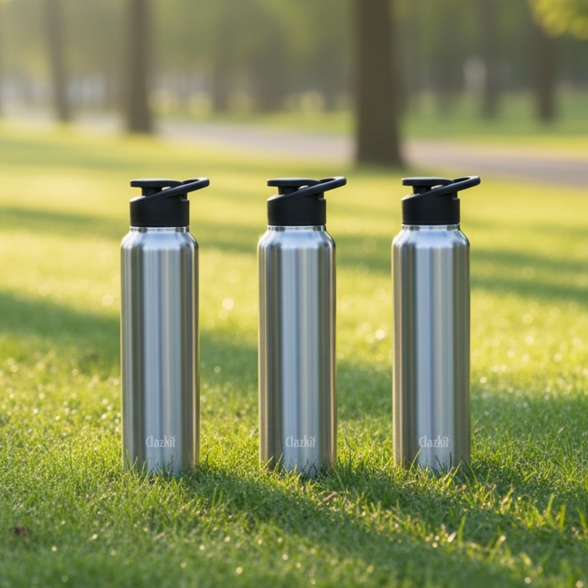 Clazkit Amaze 1000Ml Sporty Stainless Steel Water Bottle Set Of 3|Isi Certified | Leakproof, Rust-Free, Bpa-Free, Durable For Co