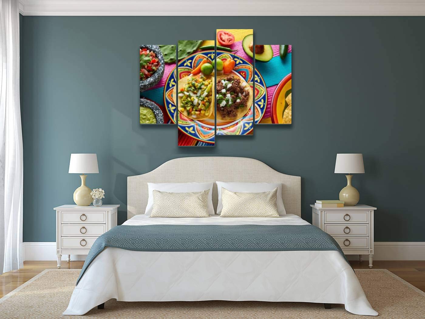 Canvas Wall Art Painting Pictures Mexican Platillo Tacos Barbacoa And Vegetarian Modern Artwork Framed Posters For Living Room R