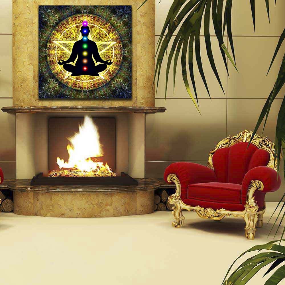 Pitaara Box Meditation D2 | Peel & Stick Vinyl Wall Sticker for Bedroom & Living Room | 32 x 32 inch (81 x 81 cms)