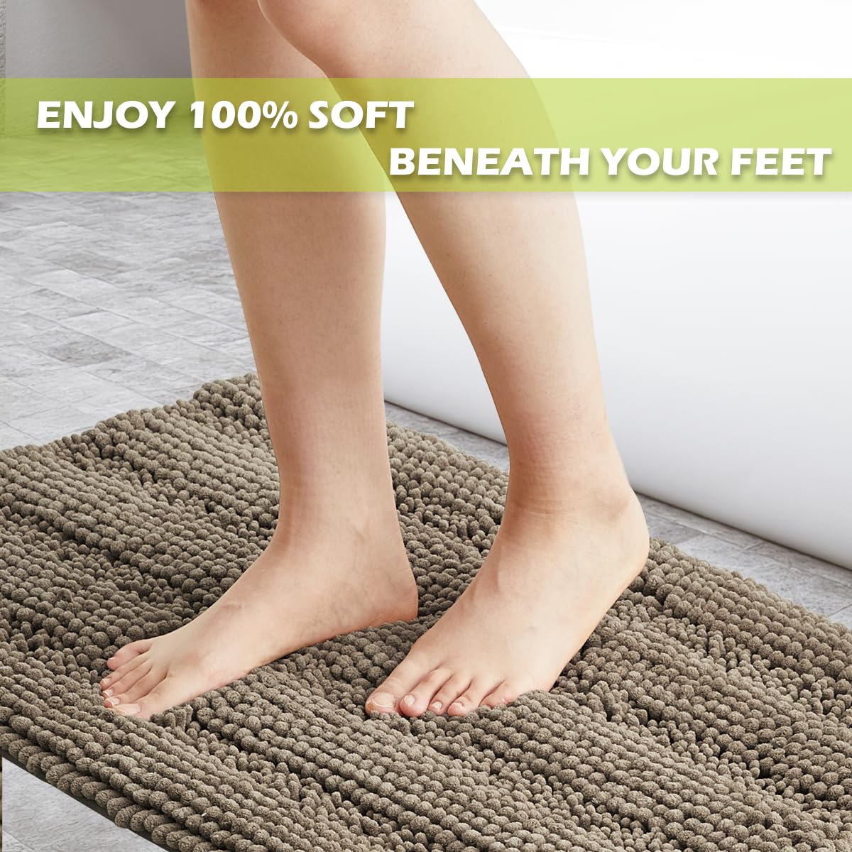 Large Bathroom Rugs - Soft Bath Mat Water Absorbent Non-Slip Quick Drying Thick Shaggy Bathtub Floor Carpet Decor Toilet Kitchen