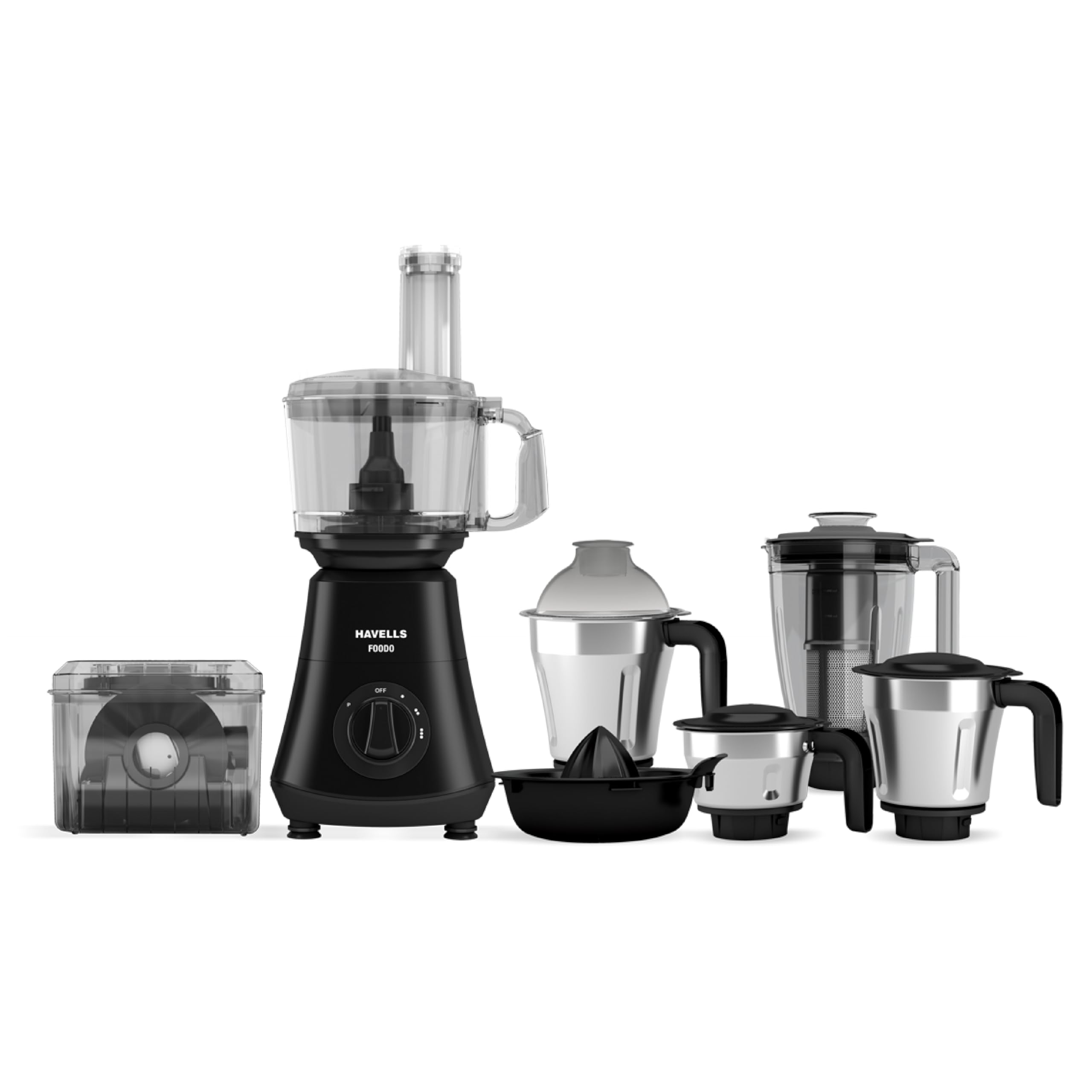 Havells Foodo 750 Watt Mixer Grinder With 5 Jars | Includes Food Processor Jar With Dual Pusher | 14-In-1 Functionality | Rust-R