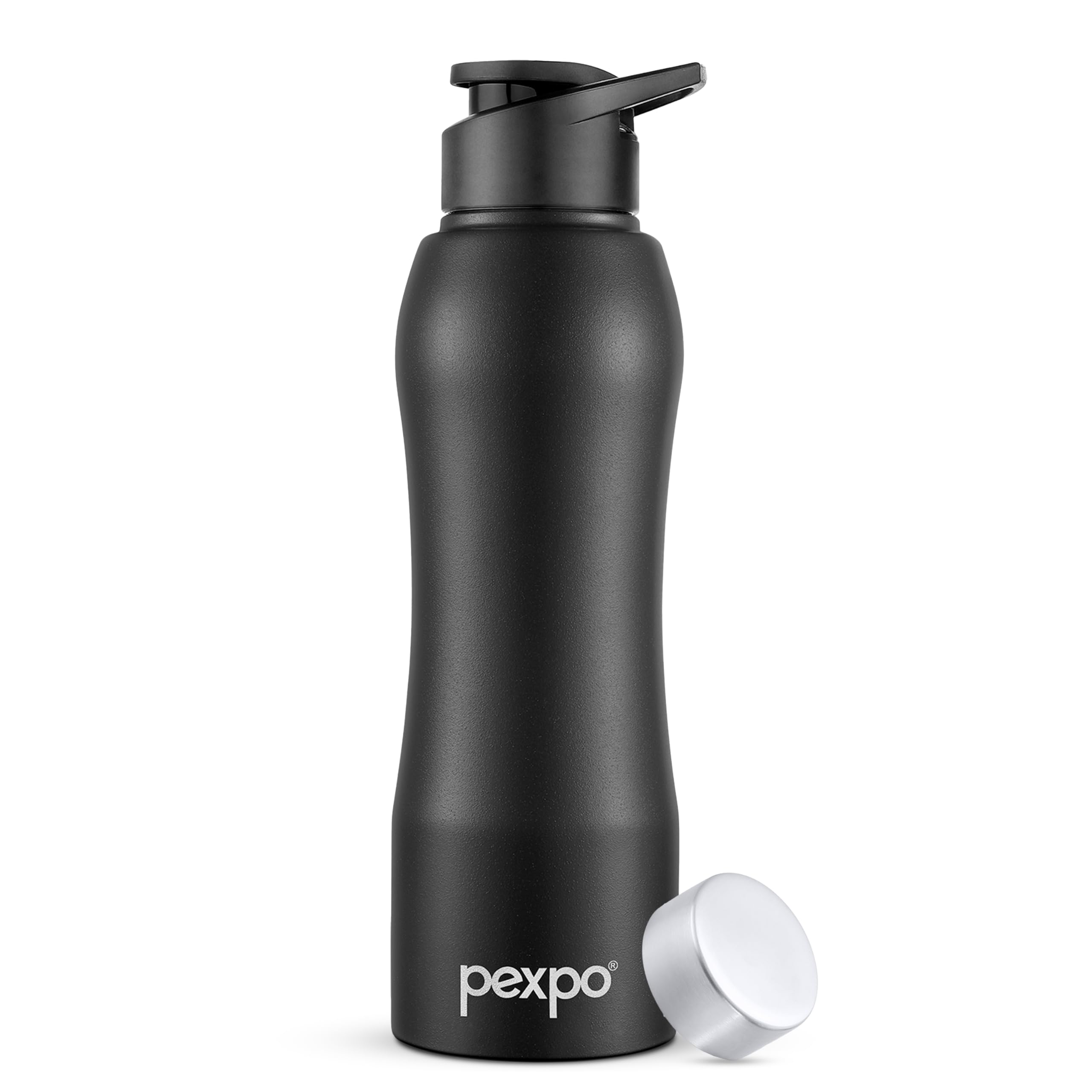 Pexpo Bistro Isi Certified Stainless Steel Fridge Cooling/Sports Sipper Water Bottle 1 Litre, Knight Black| Single Wall | Easy G