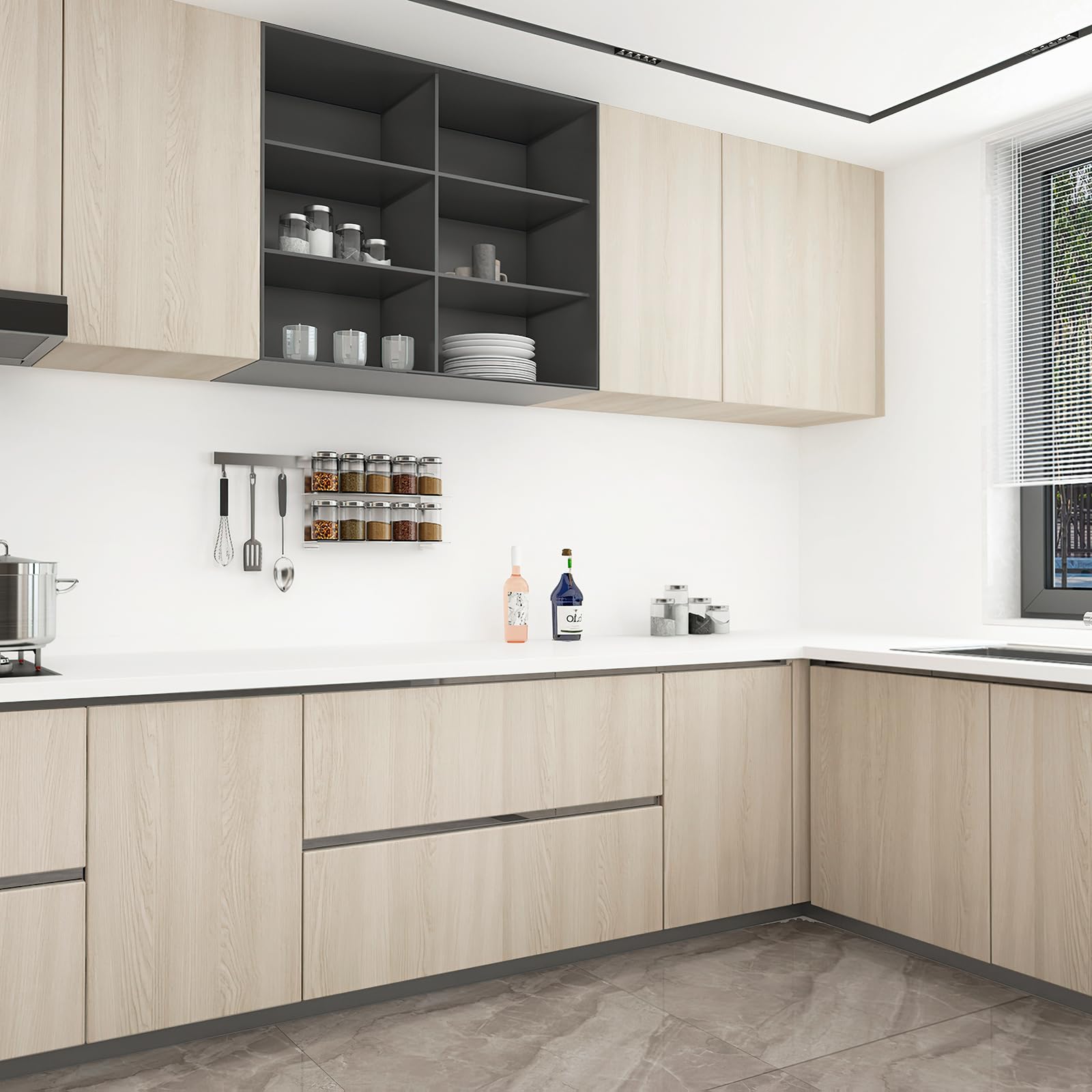 Boobest 157X 31 Inch Wide Thick Wood Grain Wallpaper Peel And Stick Beige Cherry Wood Contact Paper Waterproof Removable Faux Wo