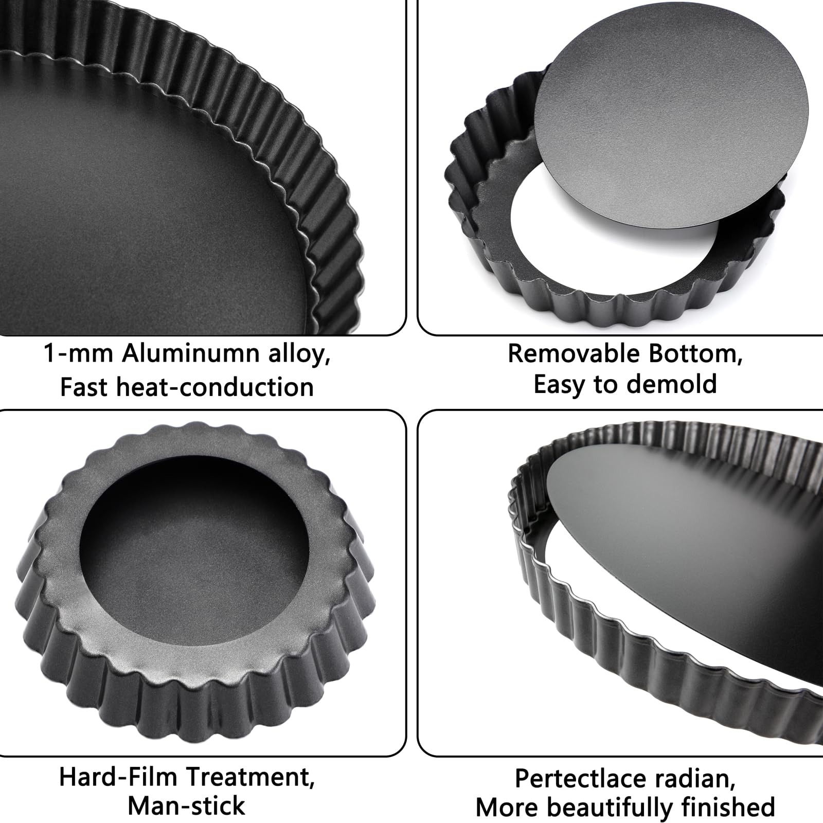 Tart Pan 6 Pack Tart Pans With Removable Bottoms Round Nonstick Quiche Pan Carbon Steel Mini Tart Pans For Baking(Set Of 6)