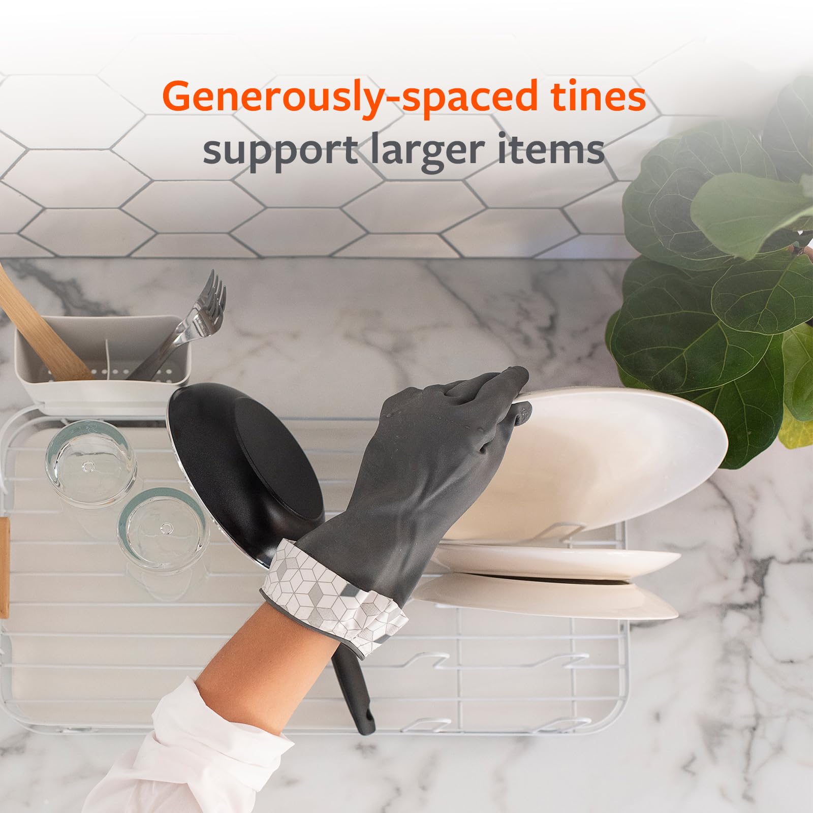 Full Circle Dish Jockey Dish Drying Rack - Space Saving Drying Rack For Kitchen Counter - Stainless Steel And Recycled Plastic D