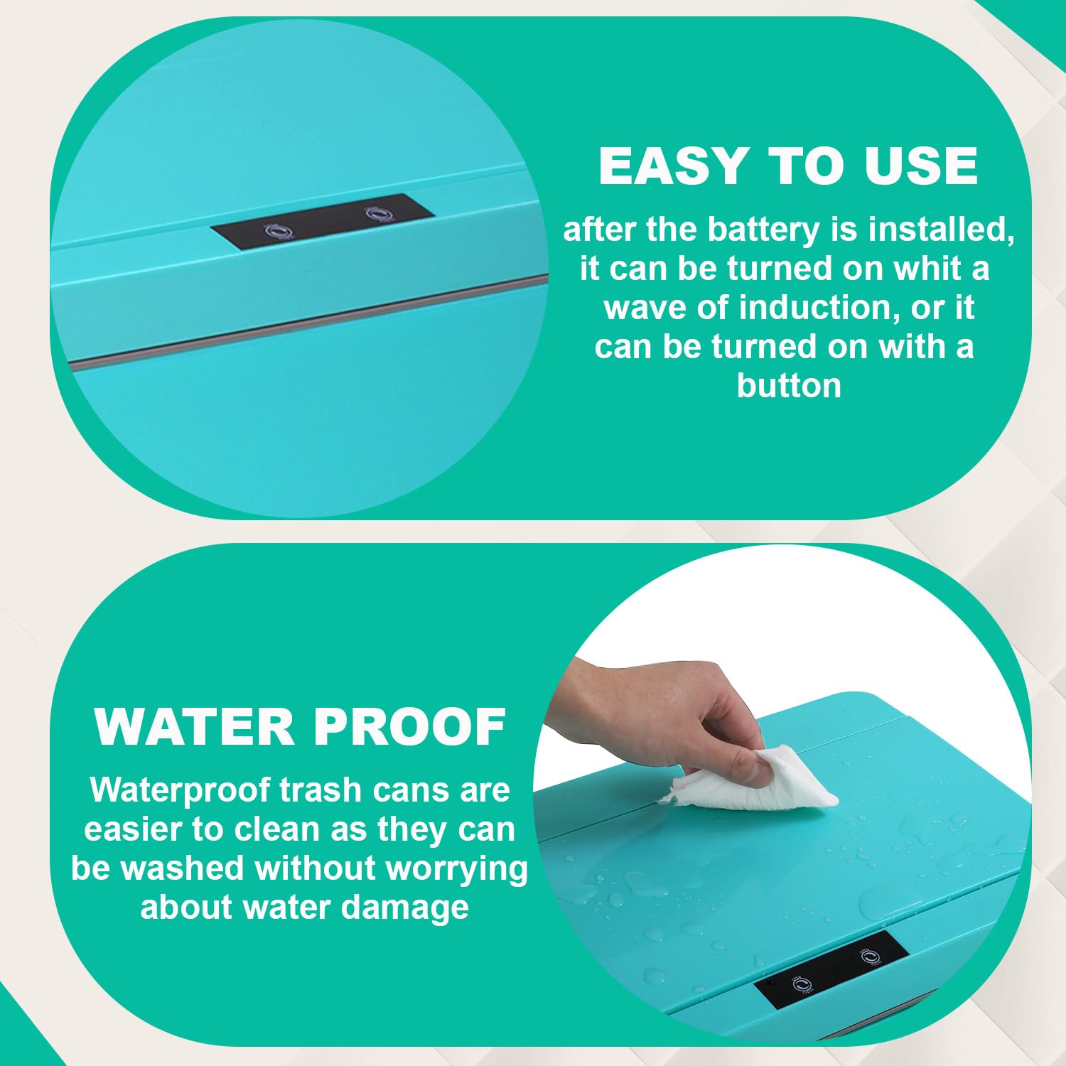 13 Gallon Trash Can Automatic Kitchen Trash Can Touch Free High-Capacity Garbage Can With Lid For Bedroom Bathroom Home Office 5