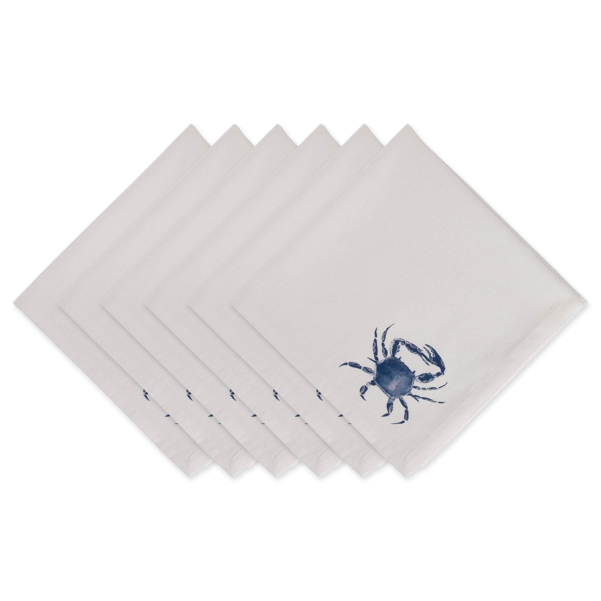 Dii Seashore Collection Beach House D  Cor, Napkin Set, 20X20, Blue Crab, 6 Piece