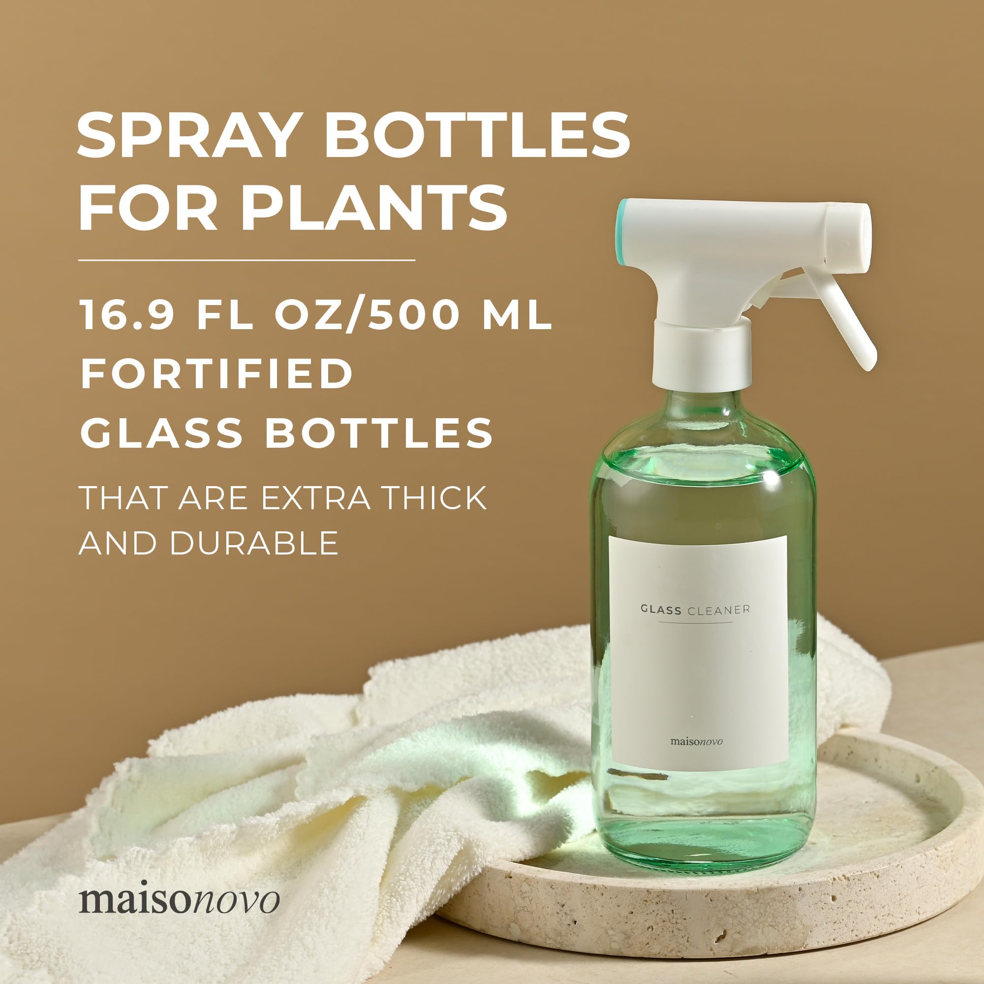 Maisonovo Spray Bottle For Plants | 16.9 Fl Oz Green X 2 With 16 Labels