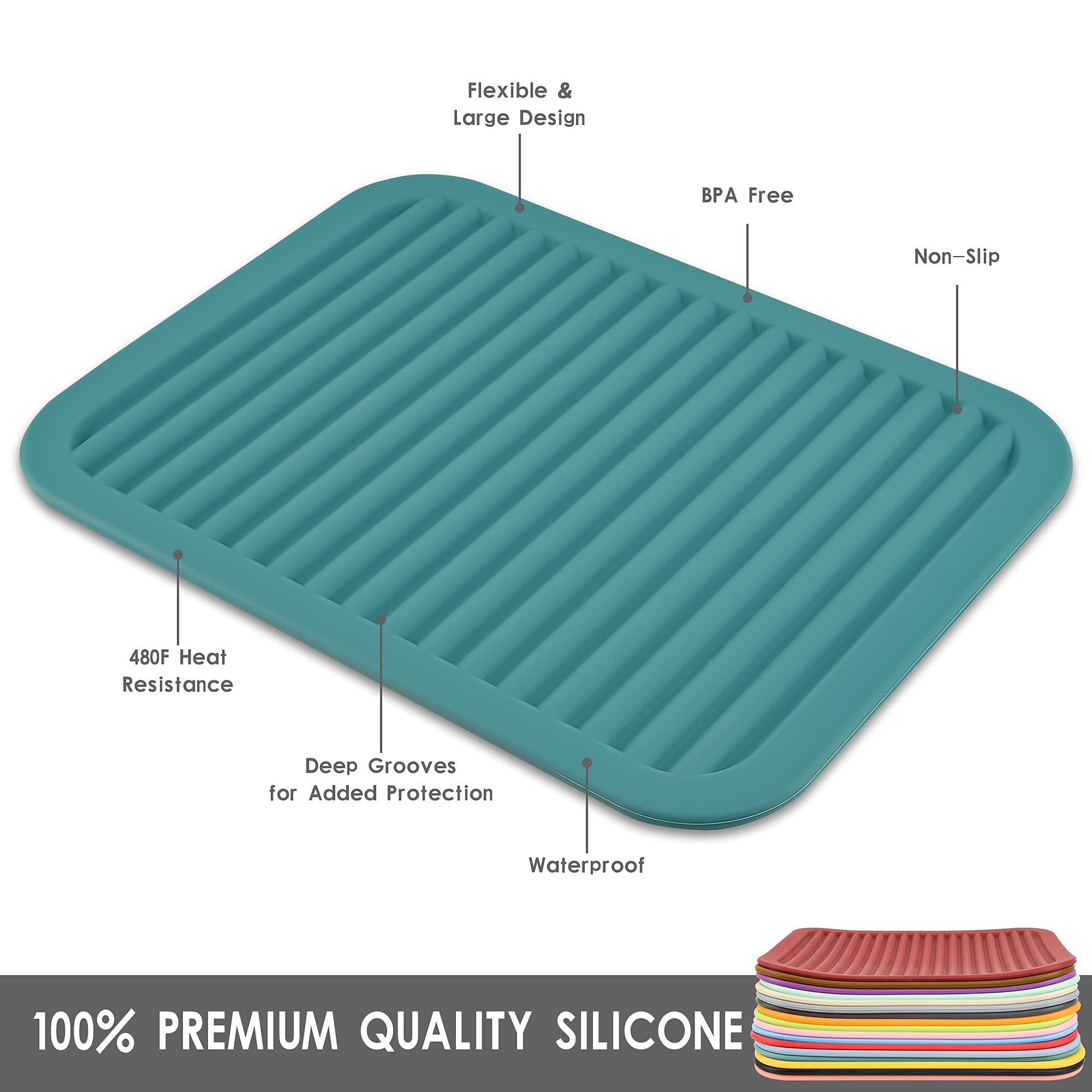 Smithcraft Lucky Plus Silicone Trivet Mat for Dish Hot Pads for Counter Top Pan and Pot Heat Resistant Workshop  2 Pack Size:9x12 Inches  Color: Blue Shape:Rectangular