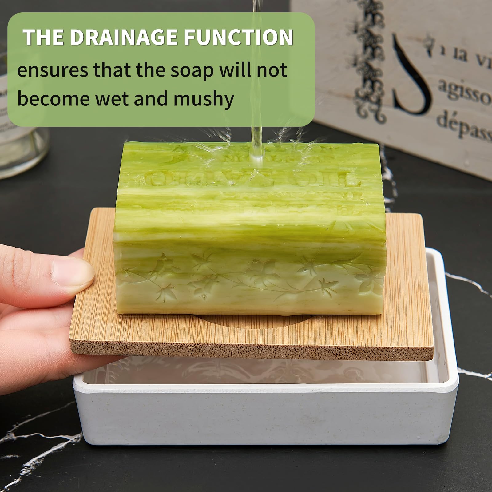 Bamboo Soap Dishes For Shower Wooden Soap Bar Holder For Bathroom Soap Tray Easy To Clean, Durable And With Non-Slip Pads(Single