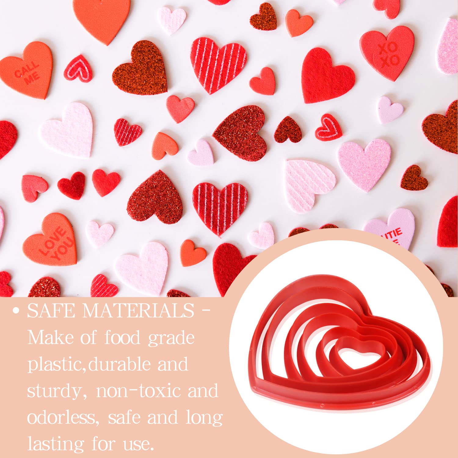 Kaishane Heart Cookie Cutter Set 6 Pieces Valentine'S Day Cookie Cutters Wedding Birthday Biscuit Cutters For Baking