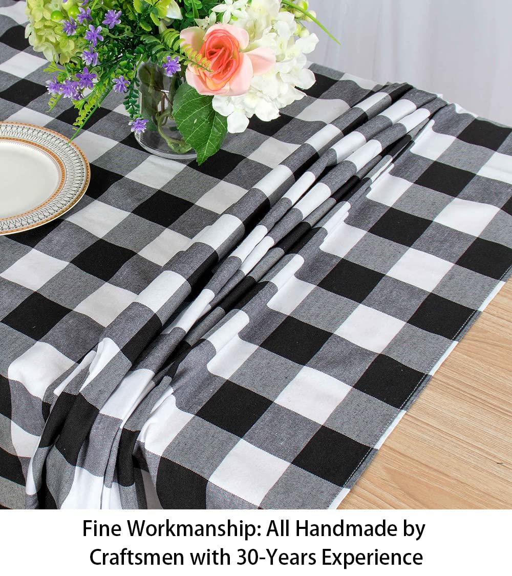 Shinybeauty Checked Tablecloth Rectangle 54X80-Inch Black And White Buffalo Plaid Tablecloth Washable Check Table Cover Gingham