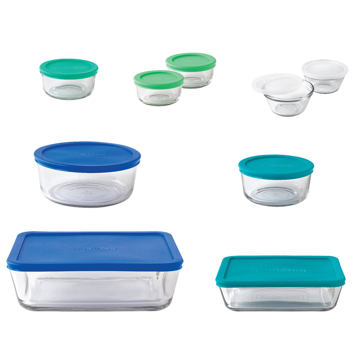 Anchor Hocking Glass Food Storage Containers With Snugfit Lids (20-Piece, Mixed Sizes, Glass Tempered Tough For Oven, Microwave,