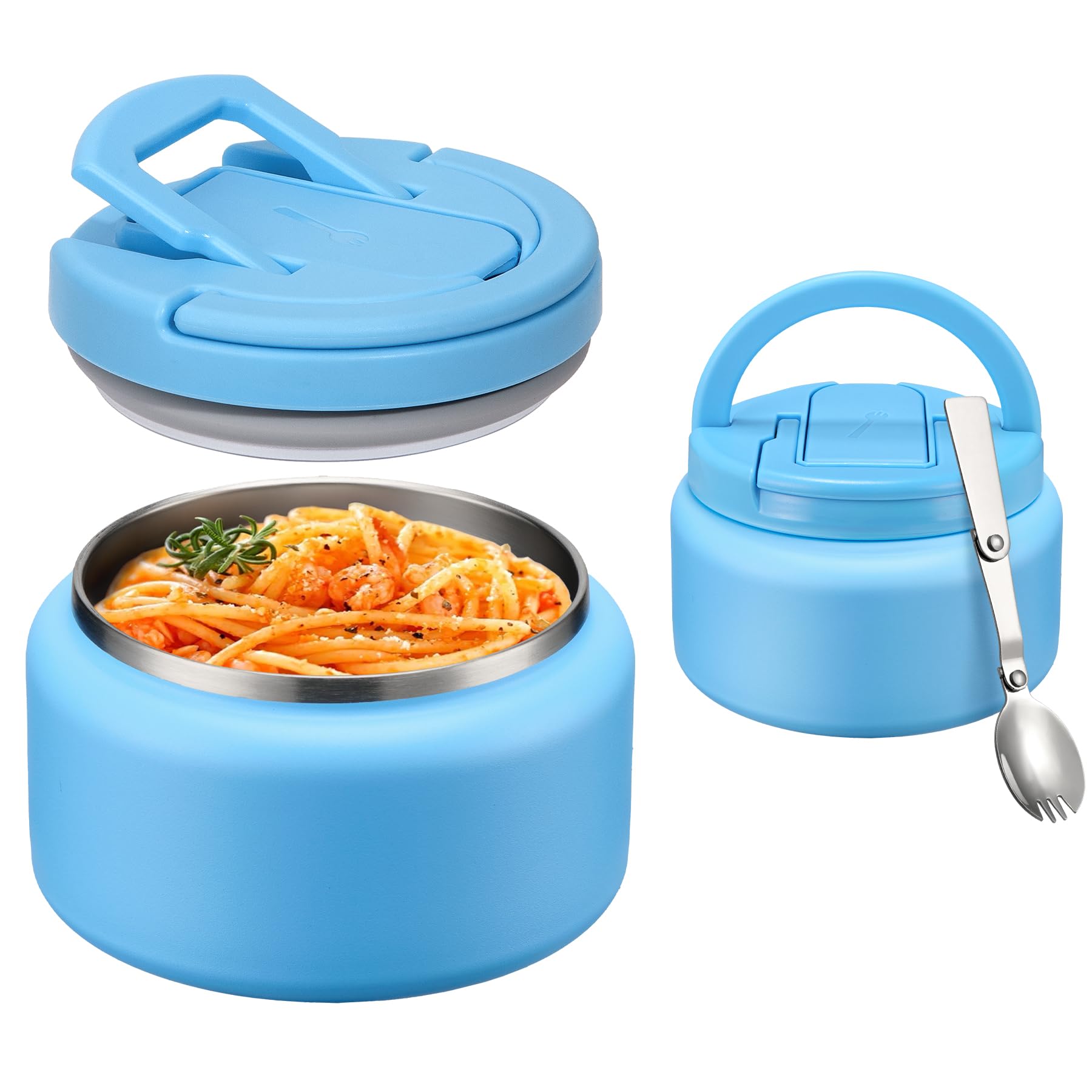 Itslife 13.5oz Vacuum Insulated Soup Thermo for Hot Food, Kids Lunch Container with Leakproof Buckle Lid, Wide Mouth Stainless S