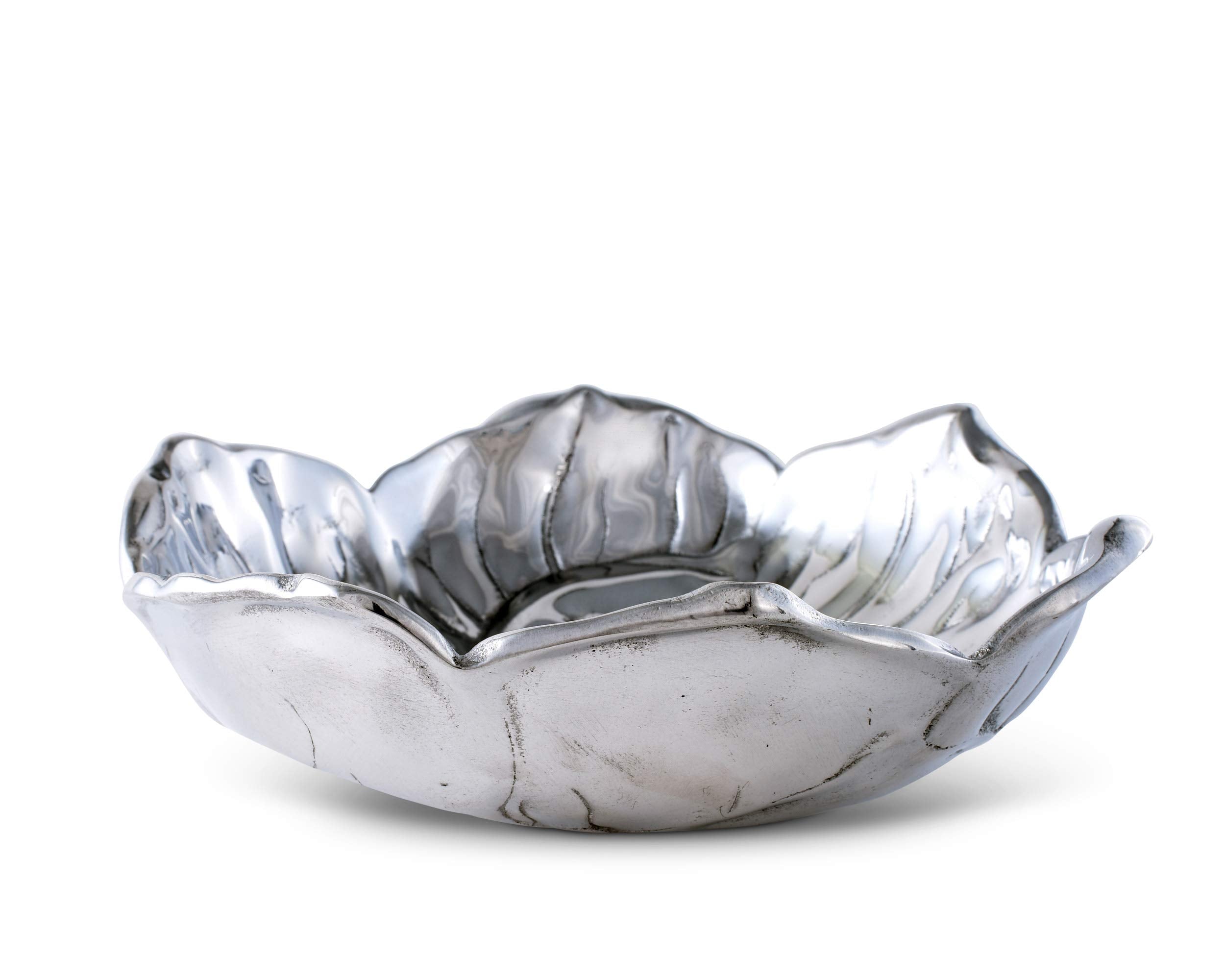 Arthur Court Aluminum Magnolia Bloom Bowl Salad Serving Designer 10 Inch Diameter X 3 Inch Tall