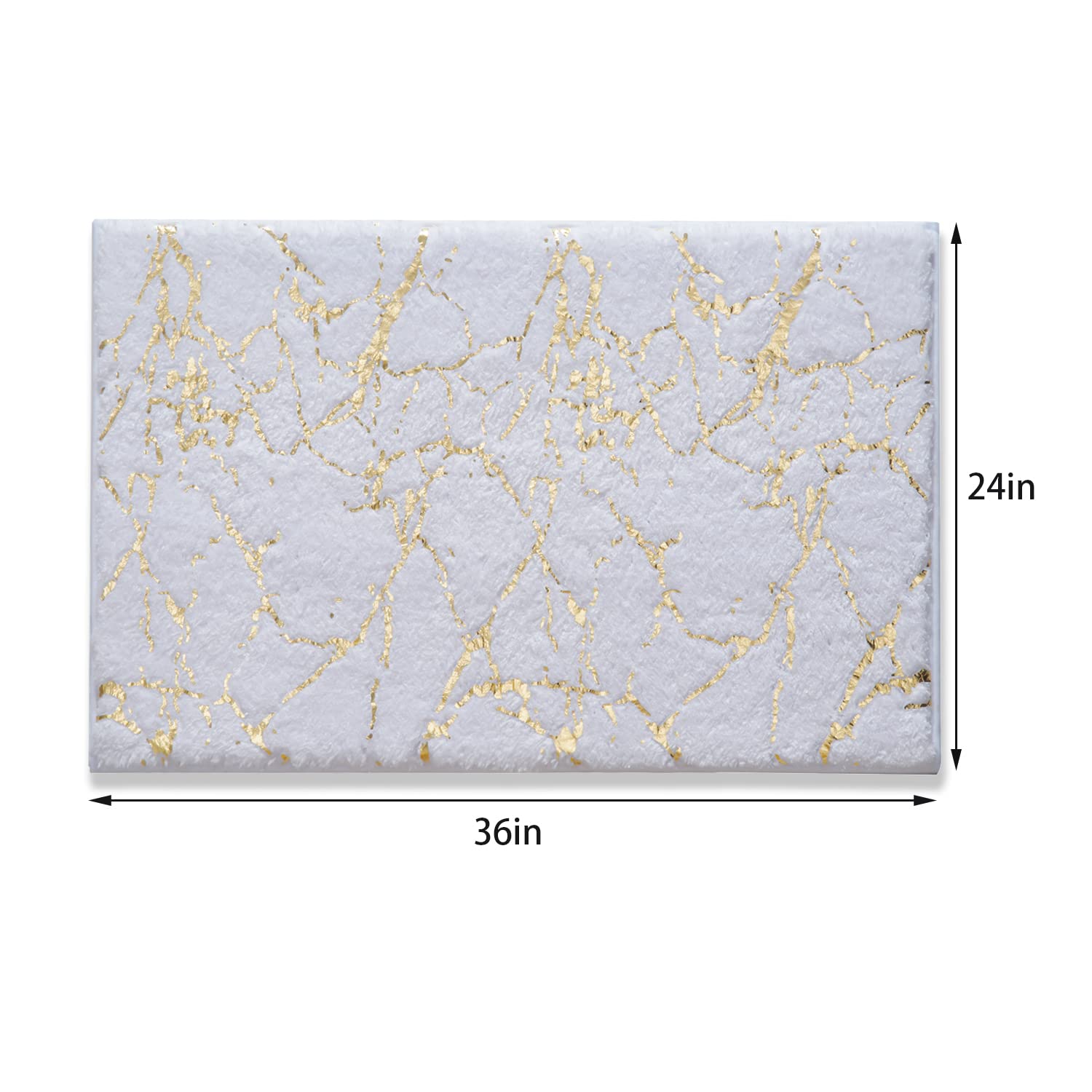 Marble Bathroom Rug White and Gold Decor Bathroom Rugs Non Slip Bath Mat Super Absorbent Microfiber Plush Bathmat Machine Washable Floor Carpet for Tub  Shower  Bedroom 24 ''x36 ''