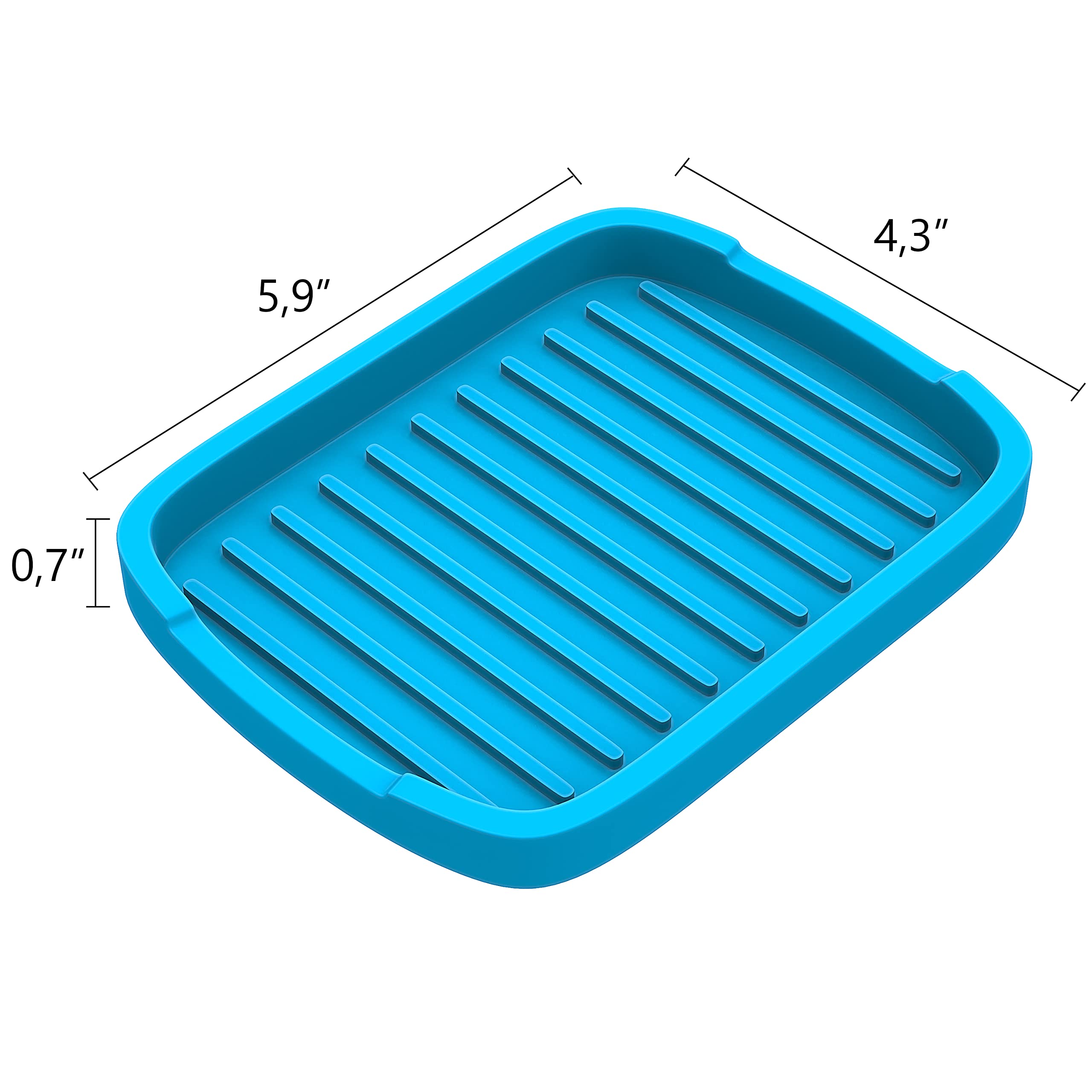 Zappoware Silicone Sponge Holder -Soap Tray - 5.9'' X 4.33'' Set -2Pcs (Blue)