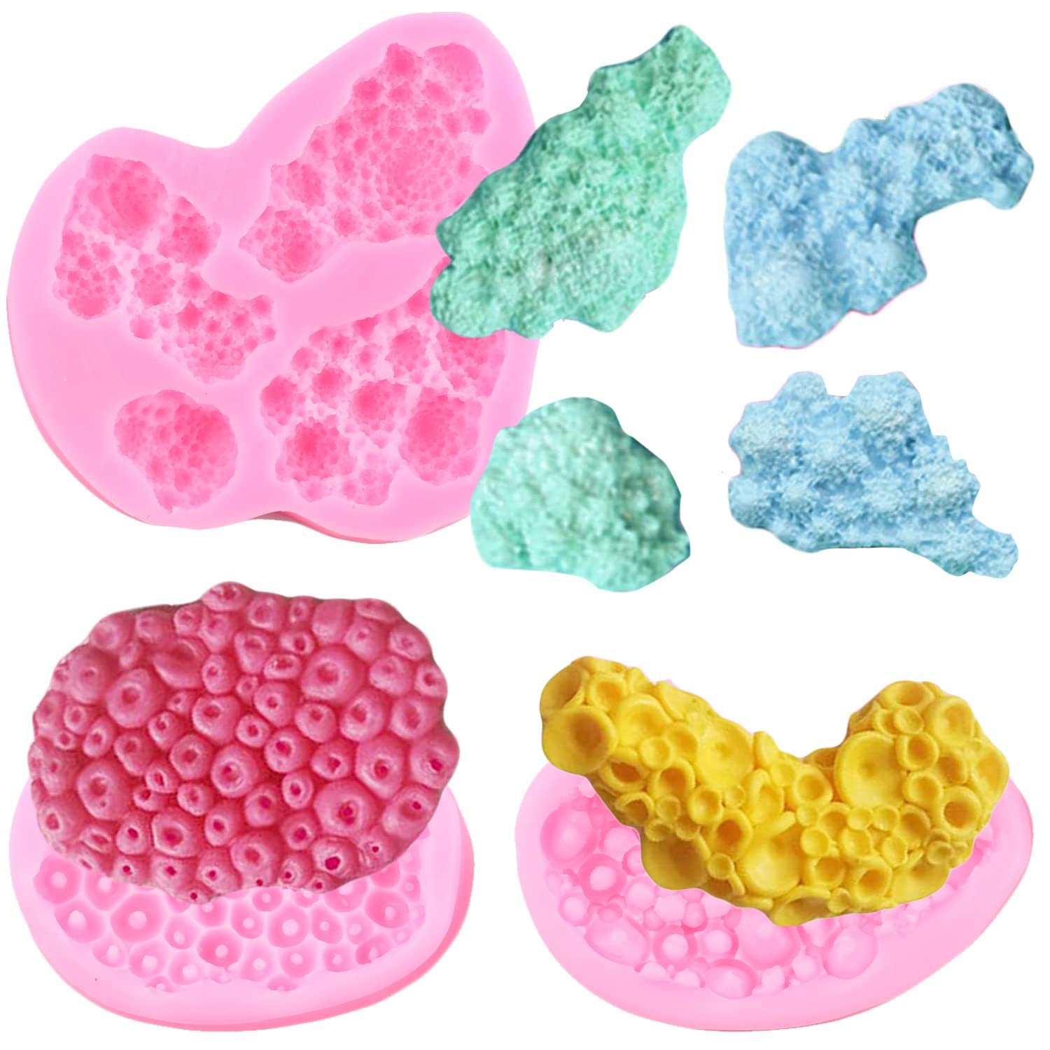 Mujiang Sea Coral Chocolate Fondant Silicone Molds For Cake Decorating Baking Candy Clay Set Of 3