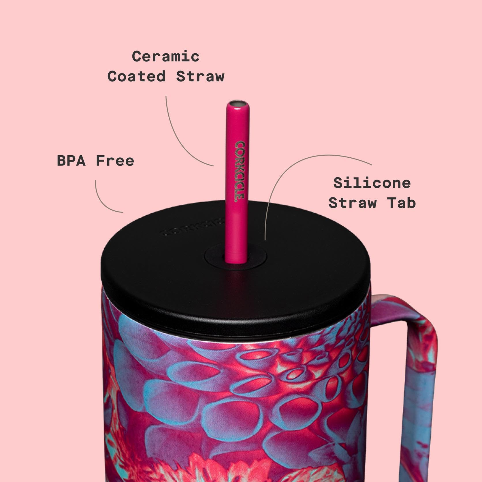 Corkcicle Cold Cup XL - Insulated Tumbler with Handle - Keeps Drinks Cold 12 Hours - Triple-Insulated - Spill-Proof Lid - Summer