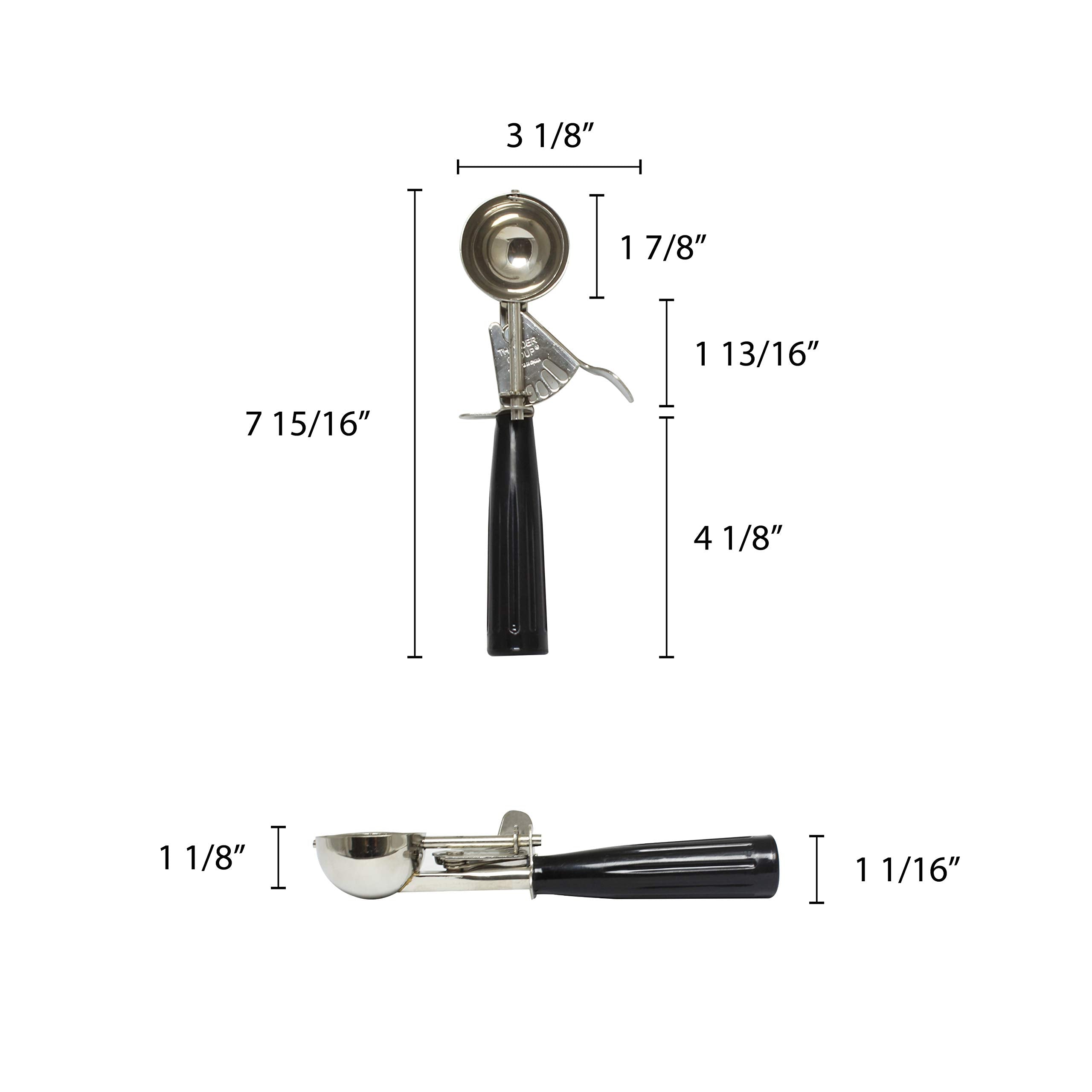 Thunder Group Slds030 Disher, 1 Oz., 30, Thumb Press, 18/8 Stainless Steel, Black, Nsf