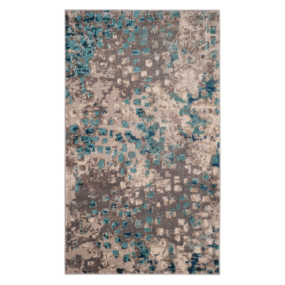 SAFAVIEH Monaco Collection 9 x 12 GreyLight Blue MNC225E Boho Chic Abstract Watercolor Non-Shedding Living Room Bedroom Dining