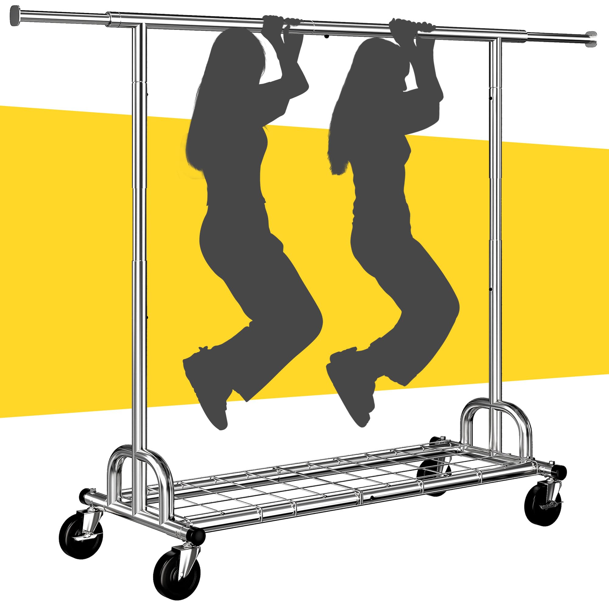 Raybee Clothes Rack Heavy Duty Clothing Rack Load 485LBS Commercial Grament Rack Heavy Duty Rolling Clothes Racks for Hanging Clothes Rack  Collapsible & Portable Clothing Rack with Wheels