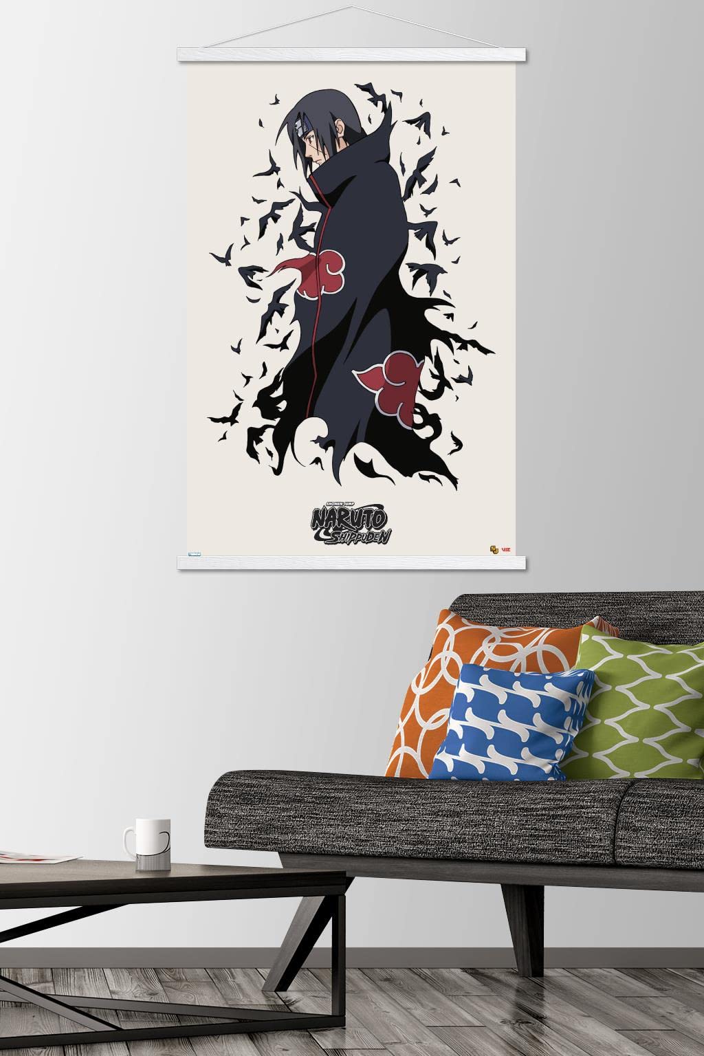 Trends International Naruto Shippuden - Itachi Wall Poster, 22.375'' X 34'', Premium Print And White Hanger Bundle