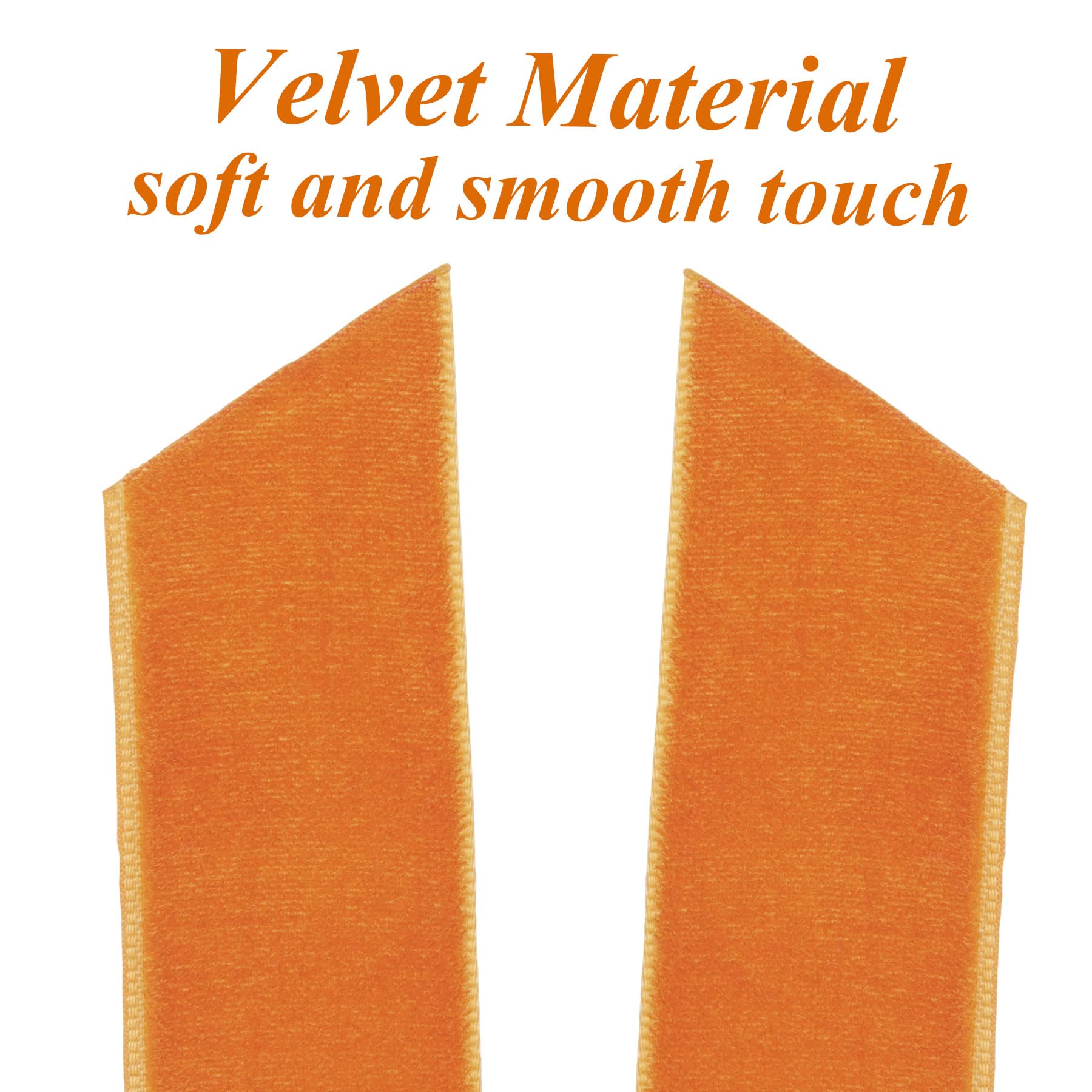 12Pcs Fall Velvet Ribbon Bows Tree Decorations,5in x 10in Orange Christmas Ornaments for Tree Home Thanksgiving Party Front Door