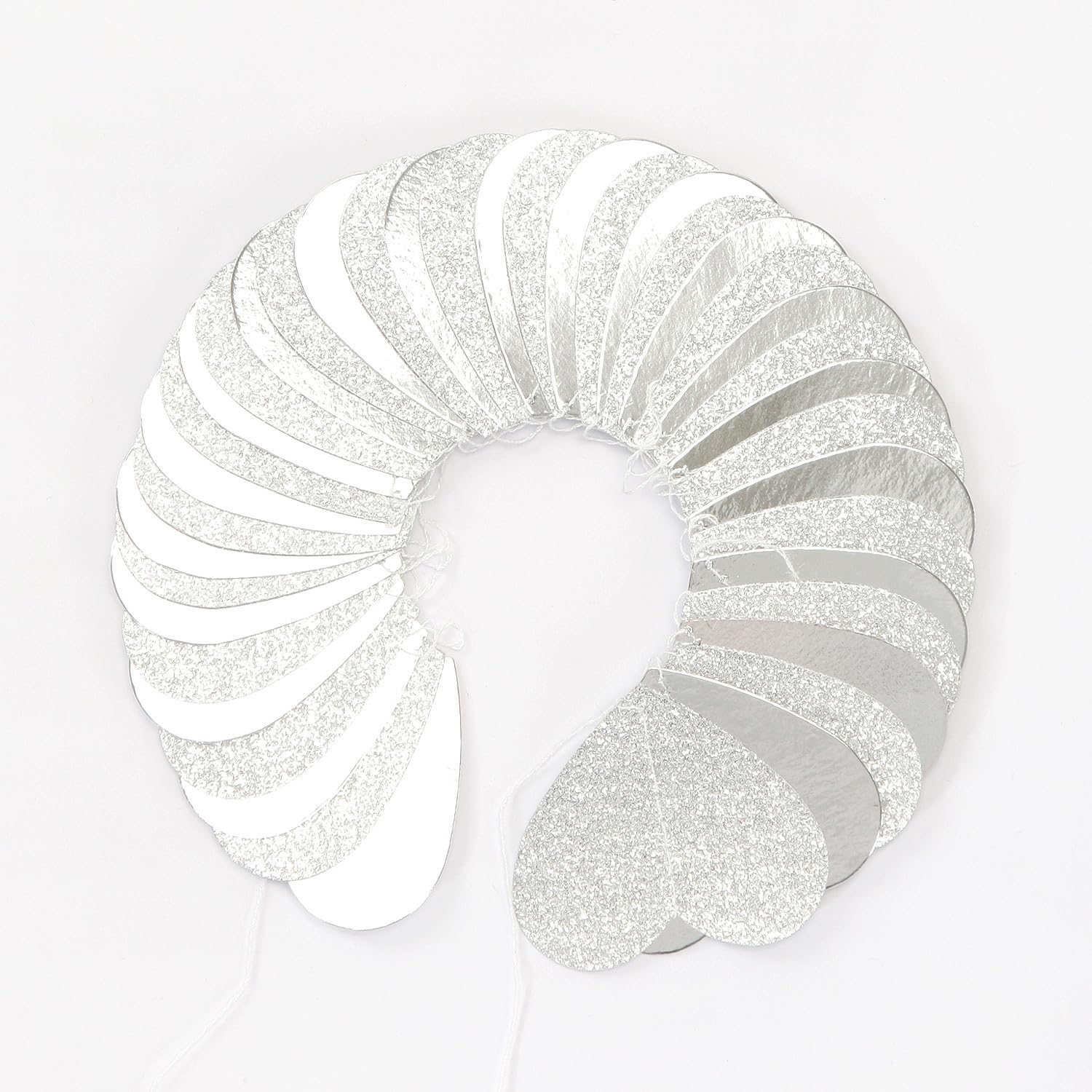 White -Silver Disco Party-Decoration Heart Garland - 52Ft Birthday New Years Eve Hanging Backdrop Streamers,Graduation Engagemen