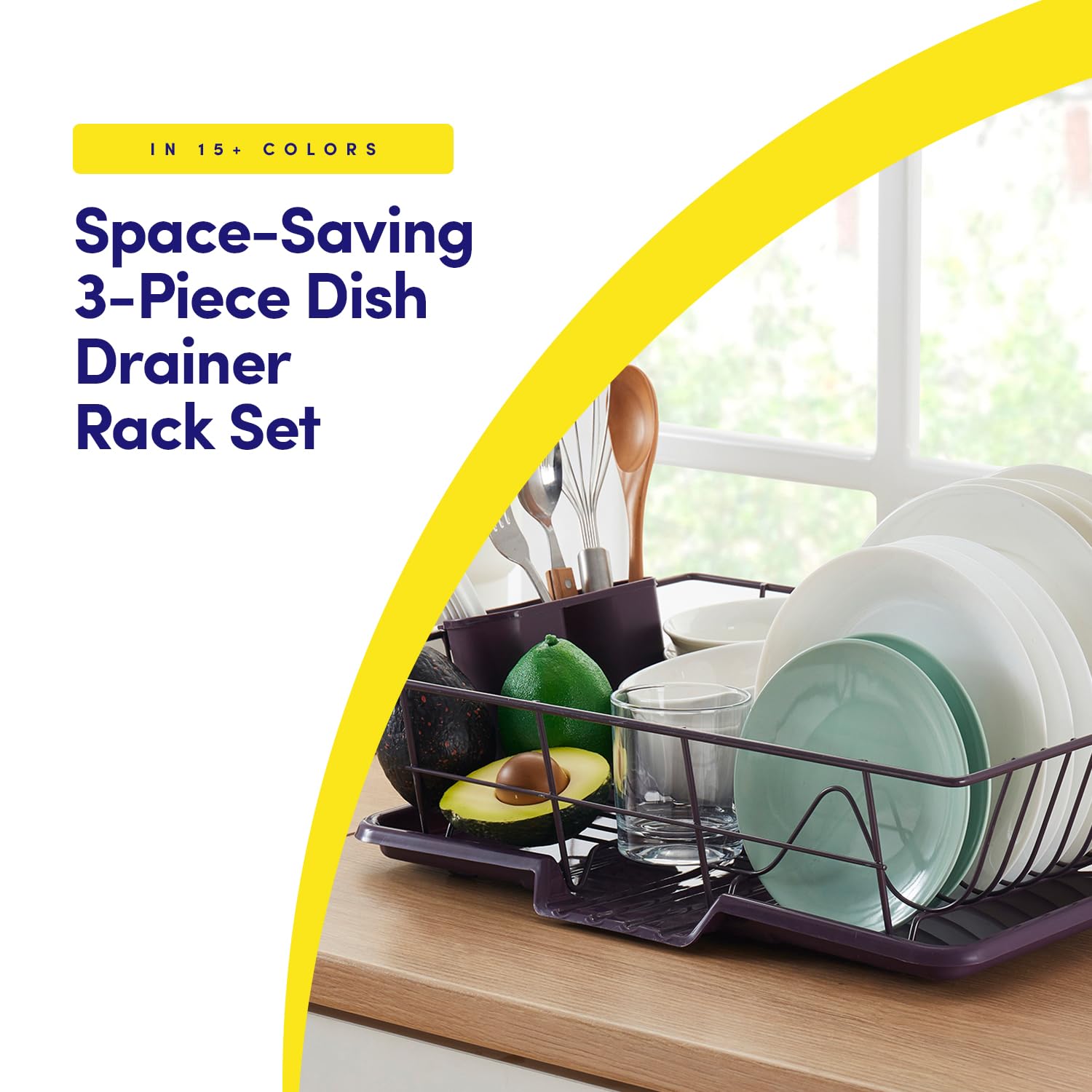 Space-Saving 3-Piece Dish Drainer Rack Set: Efficient Kitchen Organizer For Quick Drying And Storage - Includes Cutlery Holder A