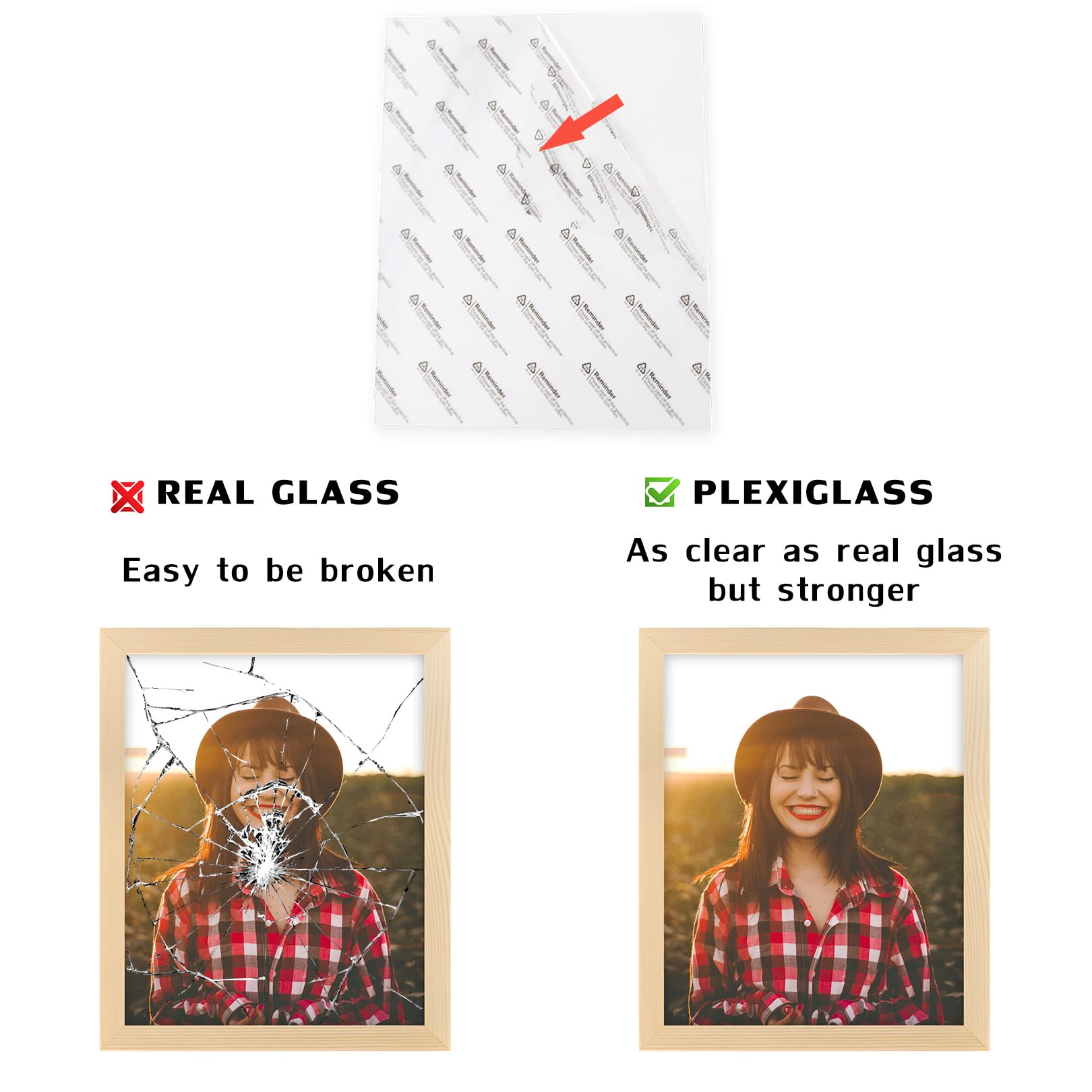 8x10 Grain Picture Frames Natural Solid Wood 4 Pack for Wall Mounting and Tabletop Display