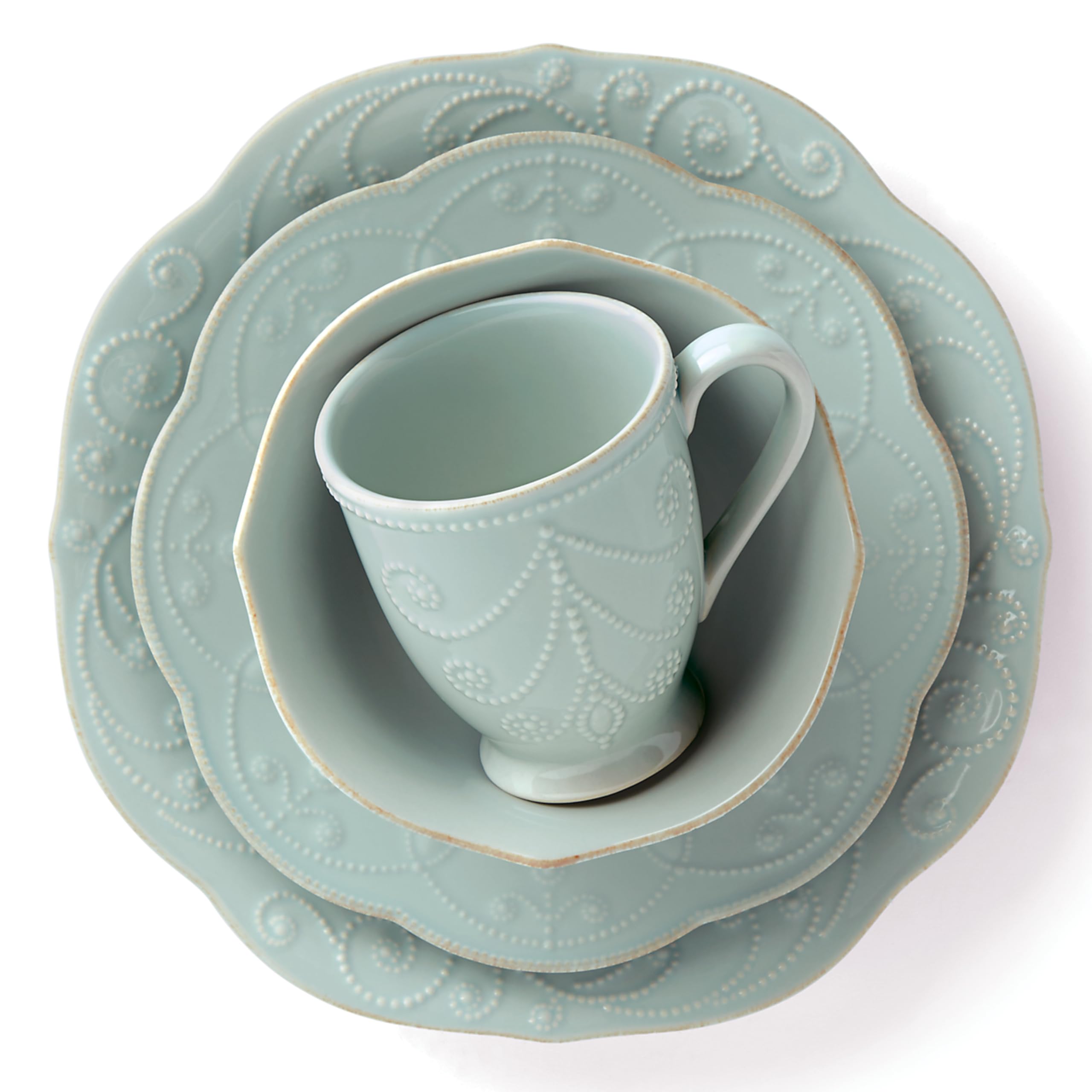 Lenox French Perle 4-Piece Place Setting, Ice Blue,12 oz