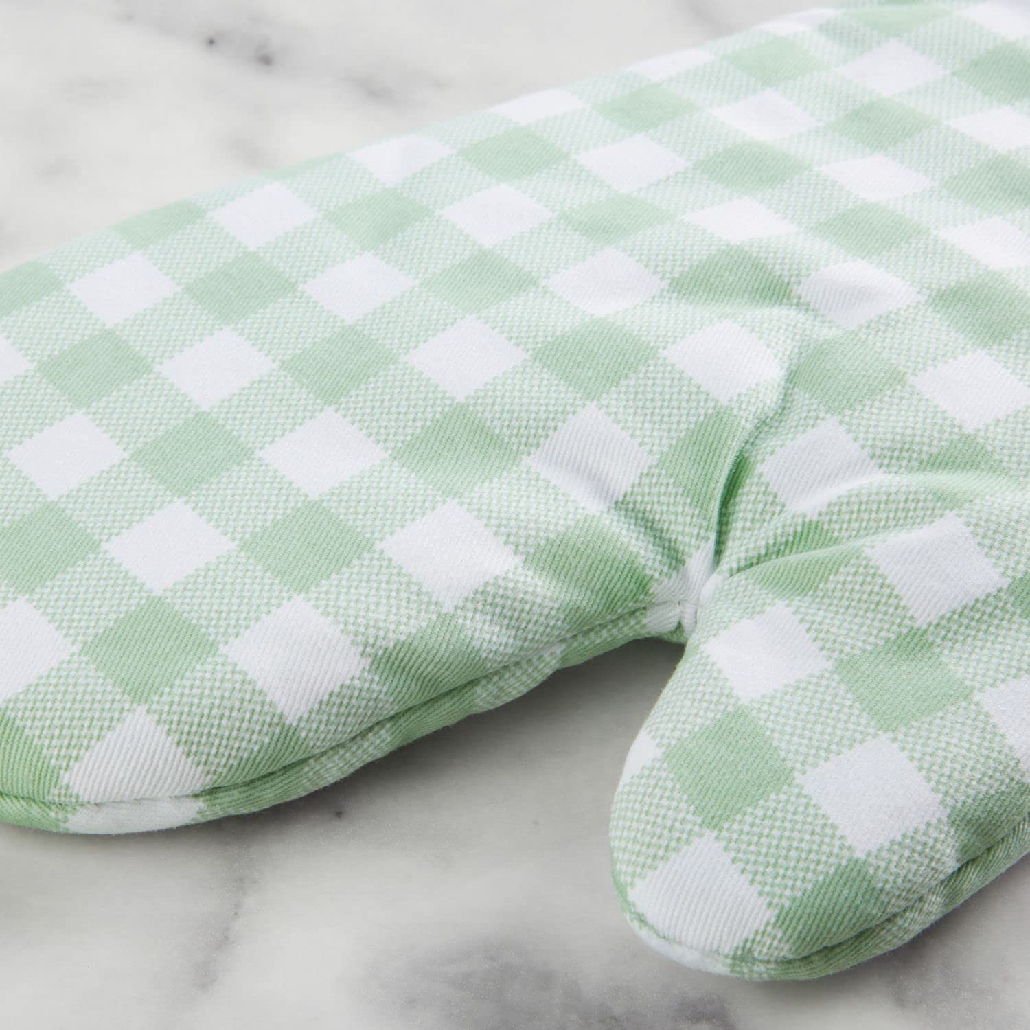 Kitchenaid Gingham Oven Mitt 2-Pack Set, Pistachio, 7''X13''