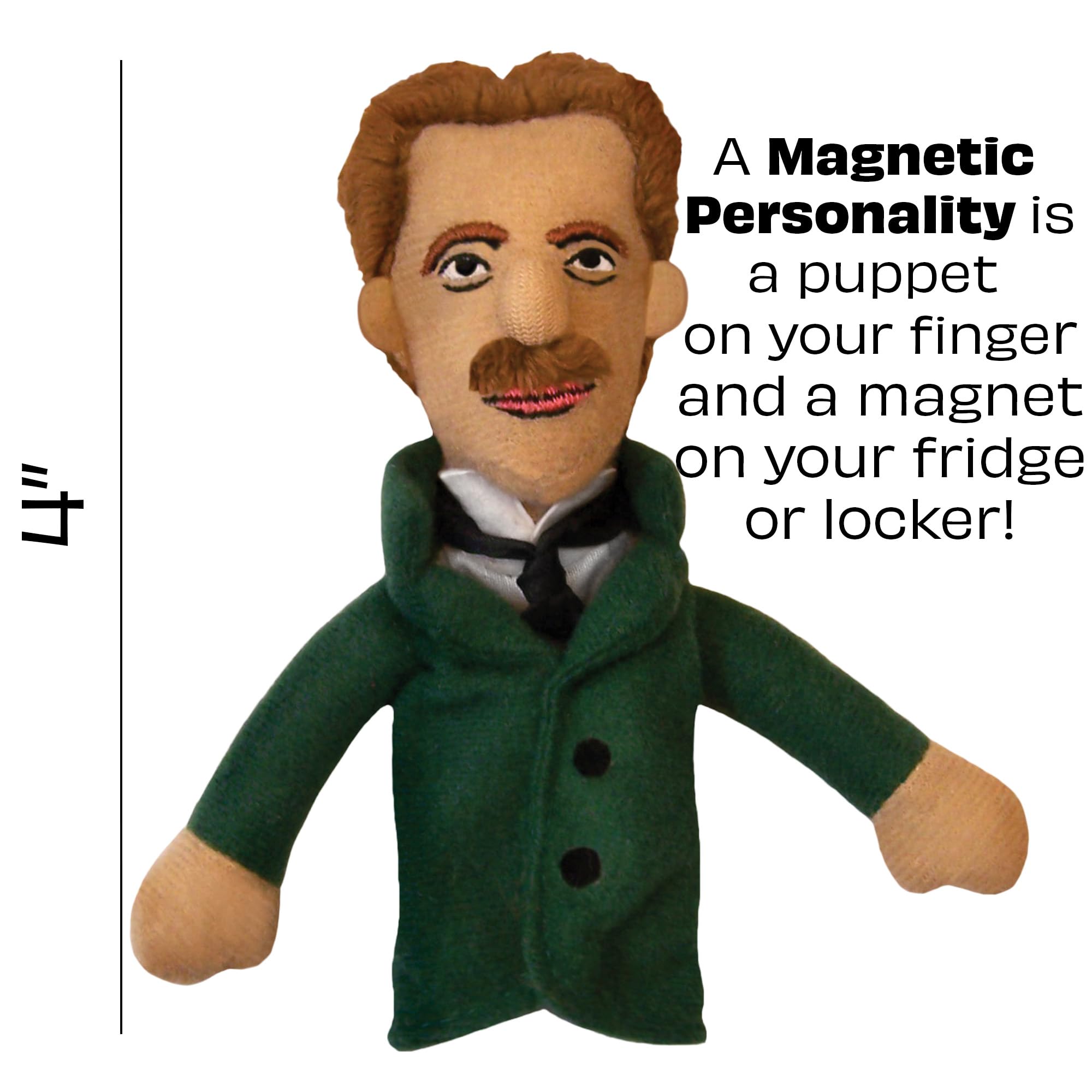 The Unemployed Philosophers Guild Nikola Tesla Plush Finger Puppet And Refrigerator Magnet - Toy For Kids Or Adults