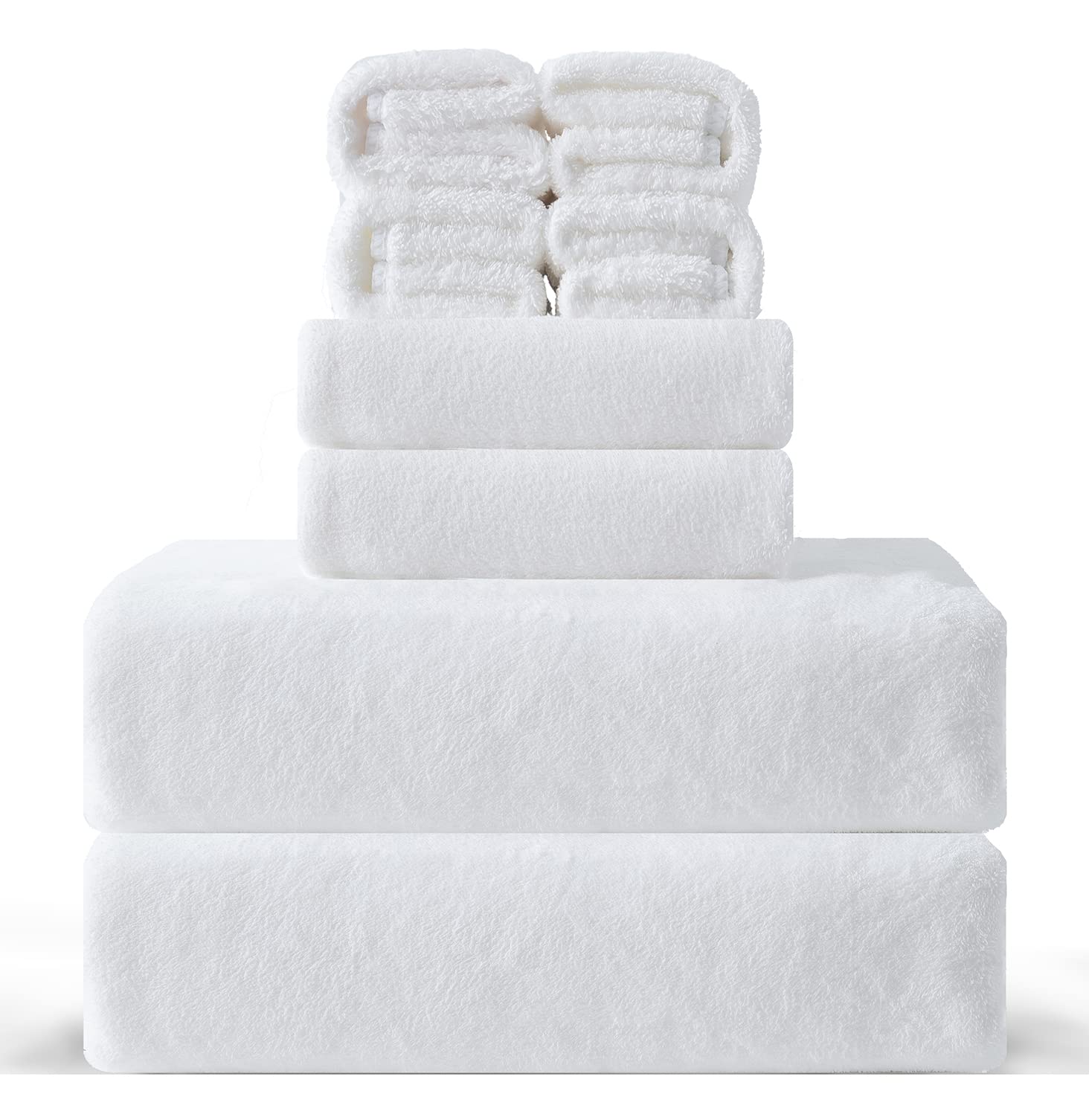 MINCHI 8 Piece Bath Towels Set  600 GSM Bathroom Towel for Home and Hotel Oversize Sheet Towel  2 Large Bath Towels 35x70 inches  2 Hand Towels 4 Wash Cloths  Absorbent Towel White