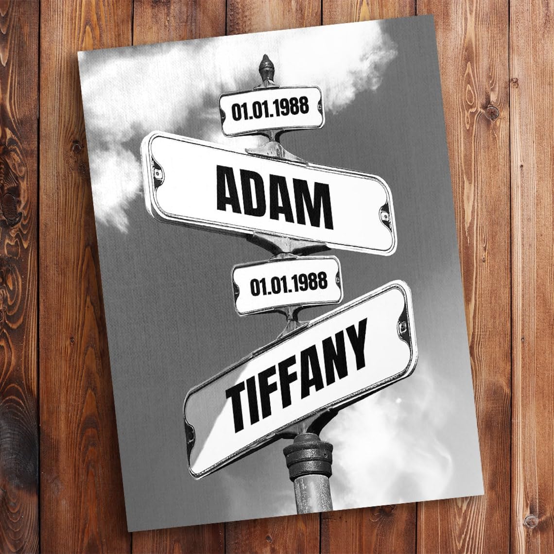 Customized Date Of Birth Vintage Street Sign Personalized Poster Canvas, Street Sign Multi-Names Poster Canvas, Street Signs Cus